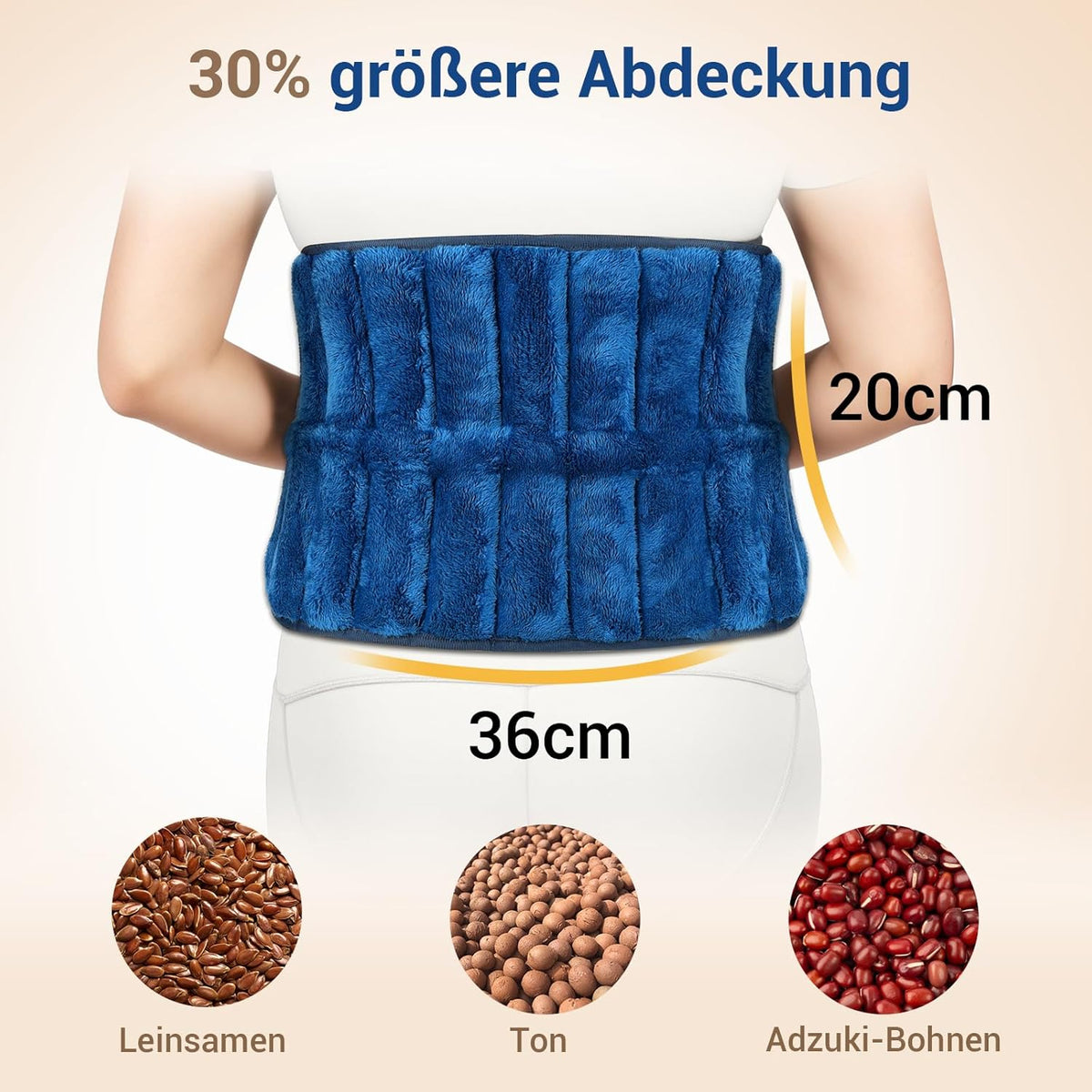 Comfytemp Grain Pillow Microwave Heat Cushion for Back Stomach, Natural Linseed Moist Heat Back Warmer Heat Belt Heating Belt Period (1.2 kg) Gifts