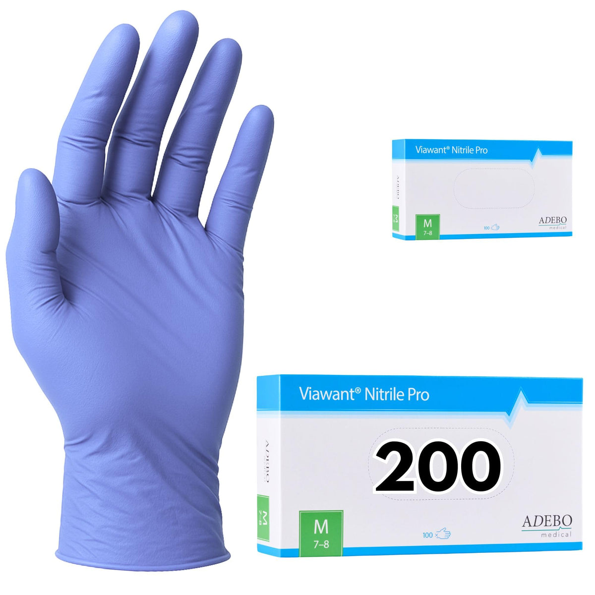 Disposable Gloves, XXL, Nitrile Gloves, Blue, Powder-Free, Latex-Free, Tear-Resistant & Sensitive EN 455 & EN 374, Size XS, S, M, L, XL, XXL Pack of 100
