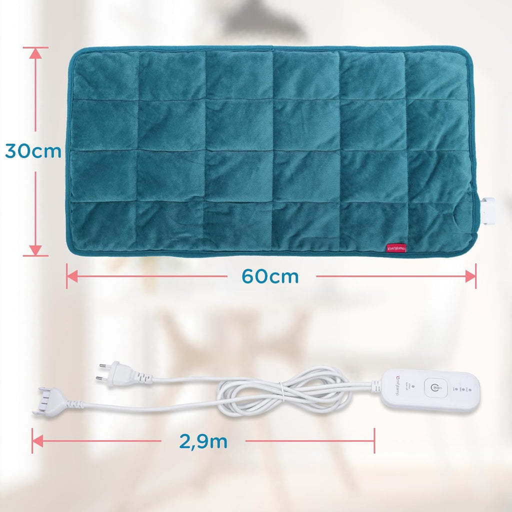 Comfytemp Fully Weighted Heating Pad with Automatic Shut-Off, 1 kg Heat Pad, Age-Friendly Heating Blanket for Period, Menstruation, Back, Shoulder, Neck, Stomach, Legs, Machine Washable, 30 x 60 cm