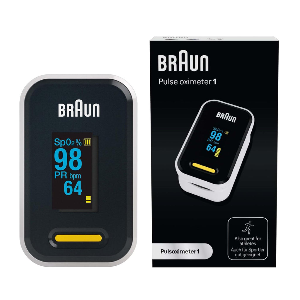 Braun Pulse Oximeter 1 | Precise Blood Oxygen Meter | Easy to Use at Home | For Patients with COPD, Pneumonia, Sleep Apnea | Ideal for Athletes | YK-81CEU