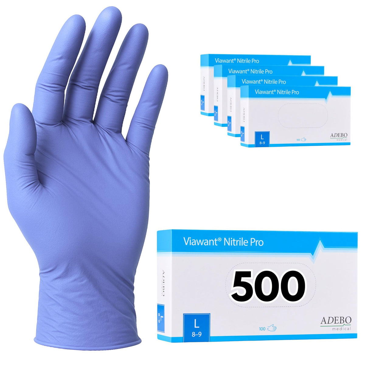 Disposable Gloves, XXL, Nitrile Gloves, Blue, Powder-Free, Latex-Free, Tear-Resistant & Sensitive EN 455 & EN 374, Size XS, S, M, L, XL, XXL Pack of 100