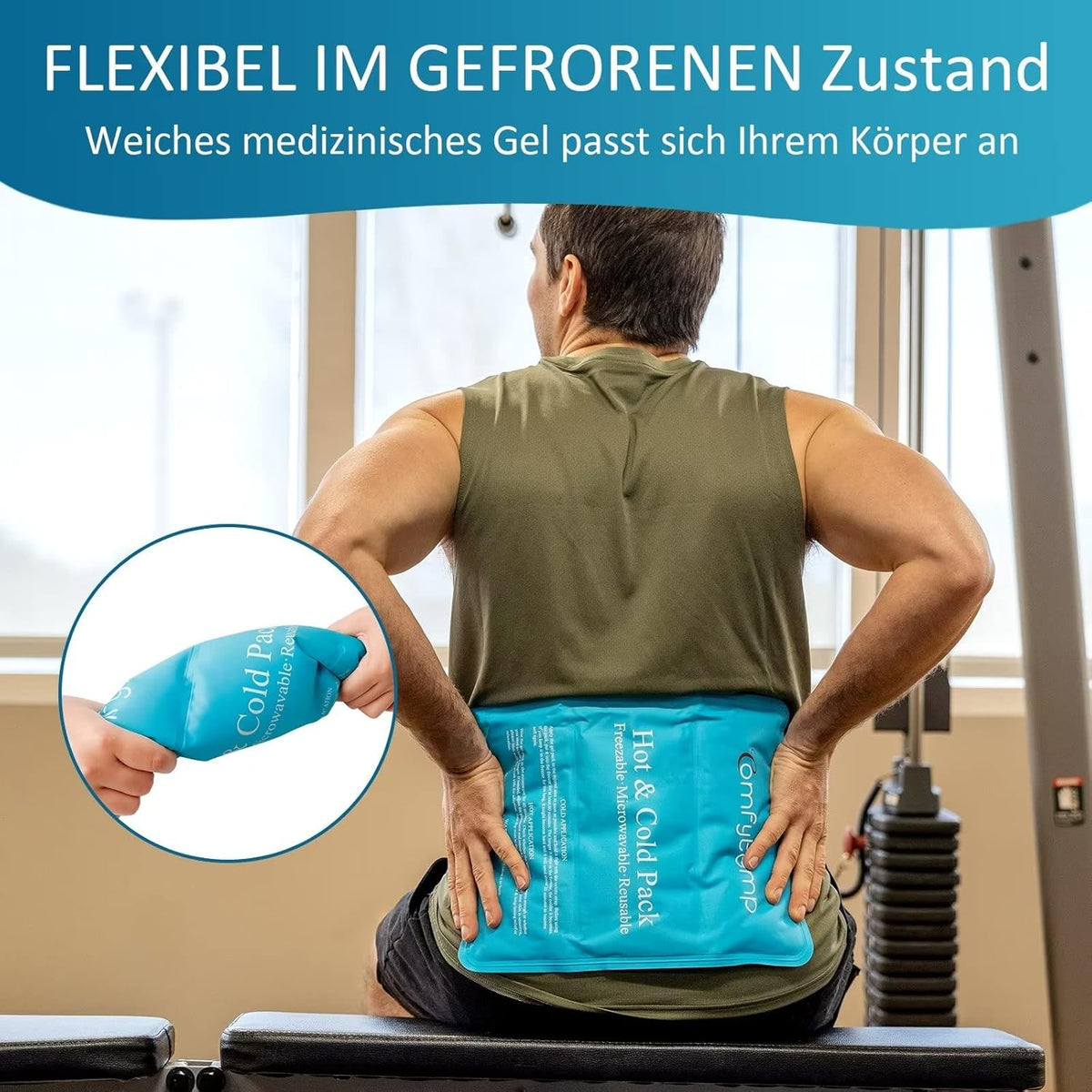 Comfytemp Large Cooling Pads Gel with Strap, 27 x 37 cm, Cool Pack for Shoulders, Neck, Back, Knee, Buttocks, Reusable, Cuddly, Soft, Ice Bag, Cool Pack, Cold Warm Compress, Cooling Pad, XXL