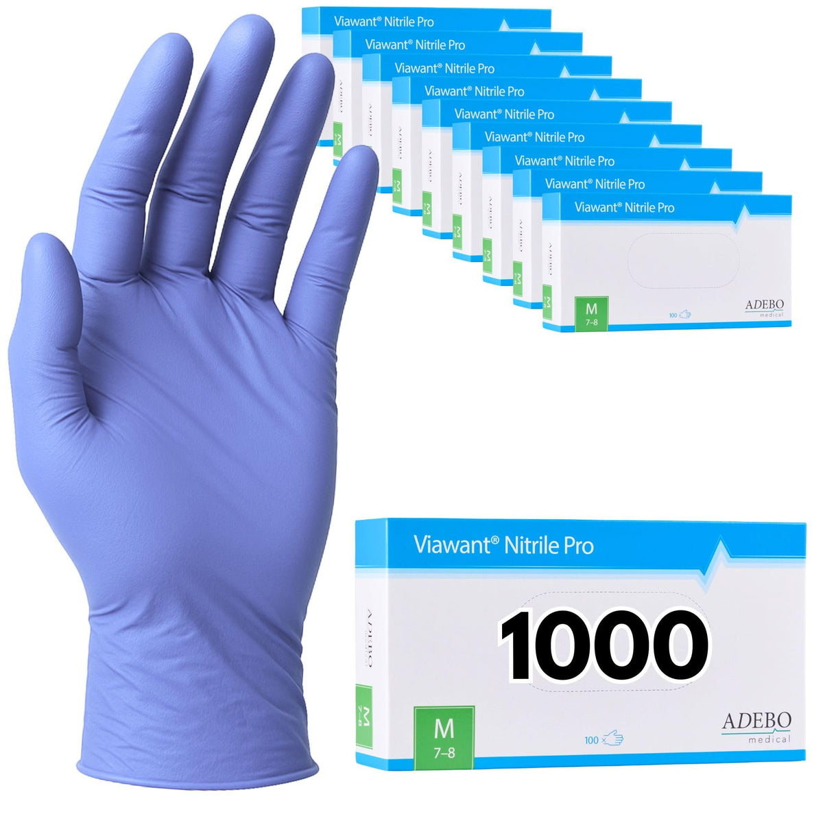 Disposable Gloves, XXL, Nitrile Gloves, Blue, Powder-Free, Latex-Free, Tear-Resistant & Sensitive EN 455 & EN 374, Size XS, S, M, L, XL, XXL Pack of 100