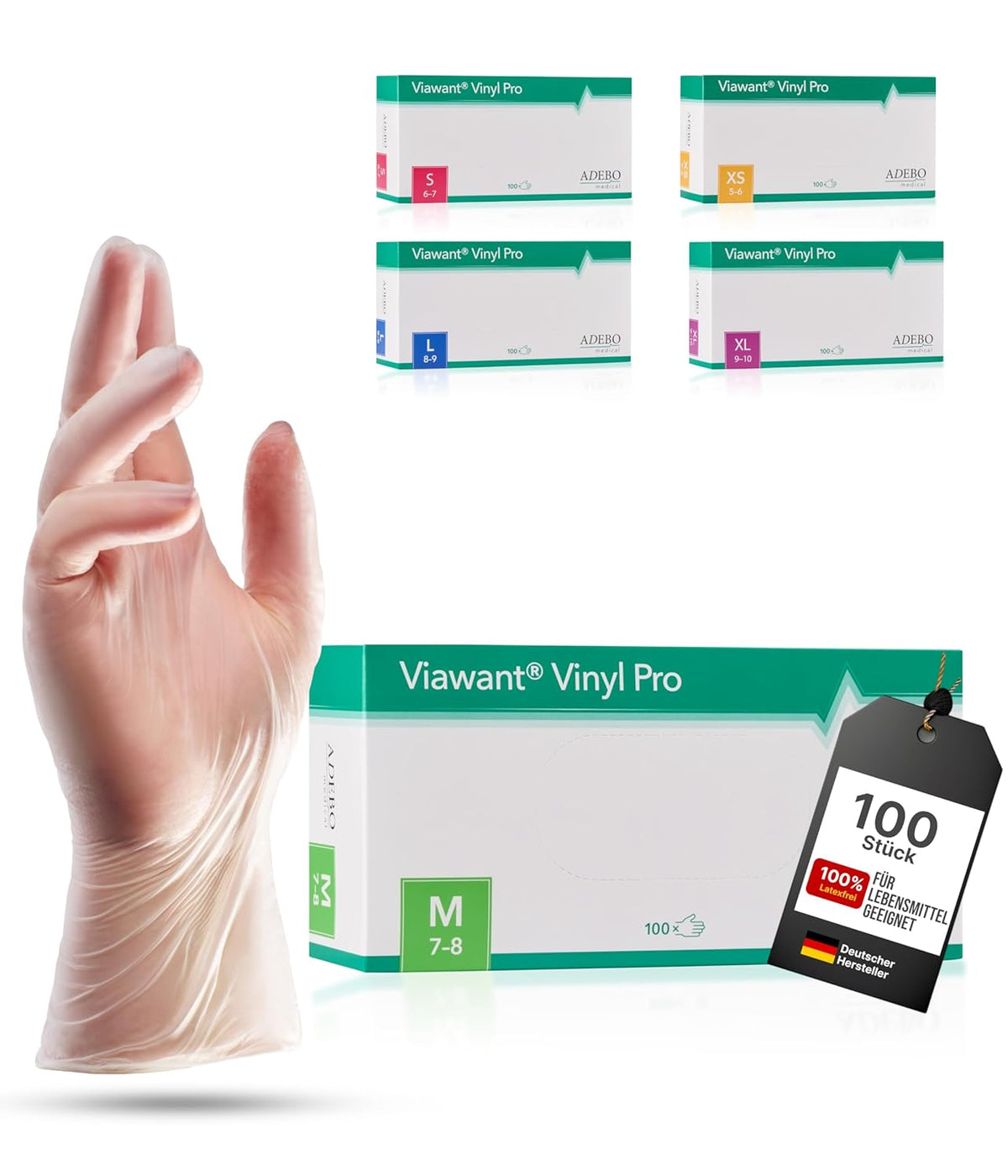 Vinyl Gloves Pack of 100 | M | Disposable Gloves Vinyl Gloves Very Touch Sensitive - Sturdy, Powder-Free & Latex Free - Tear-Resistant Rubber Gloves | Size XS, S, M, L, XL