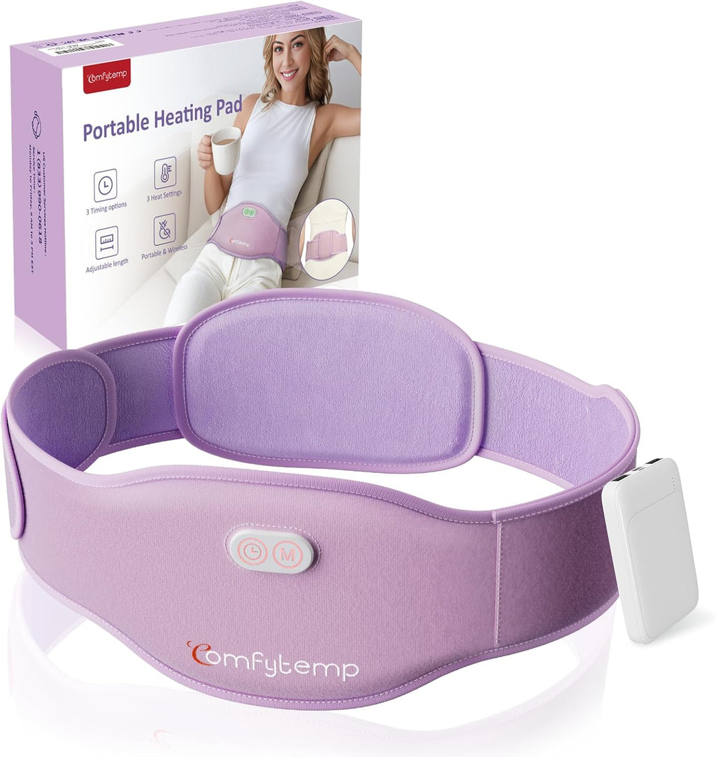 Comfytemp Large Heat Belt Period with 5000 mAh Battery for Periods Abdominal and Back 16 x 150 cm Wireless Heating Belt Menstruation Abdominal Warmer Back Warmer with USB Gifts for Mothers, Women, Mum
