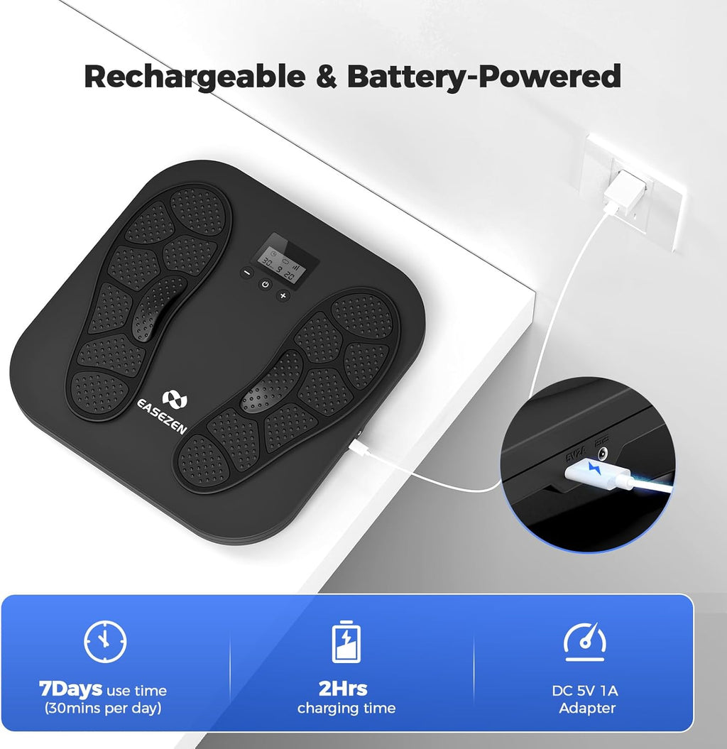 Medic EMS & TENS Electric Foot Massager, Foot Circulation Stimulator with 10 Modes and 20 Intensity Levels to Improve Blood Circulation, Relieve Pain, Swollen and Neuropathy
