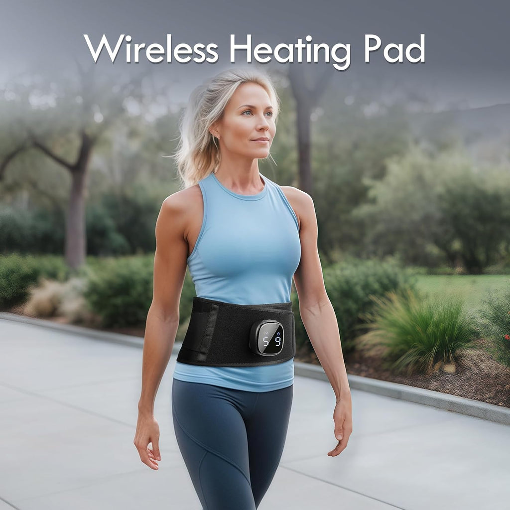 Comfytemp Heat Belt Back Massager with 15 Wh Battery with USB, 9 Heat Levels, 5 Vibration Modes Control at the Touch of a Button and App, 20 x 155 cm Wireless Heating Belt Automatic Shut-Off Back Warmer