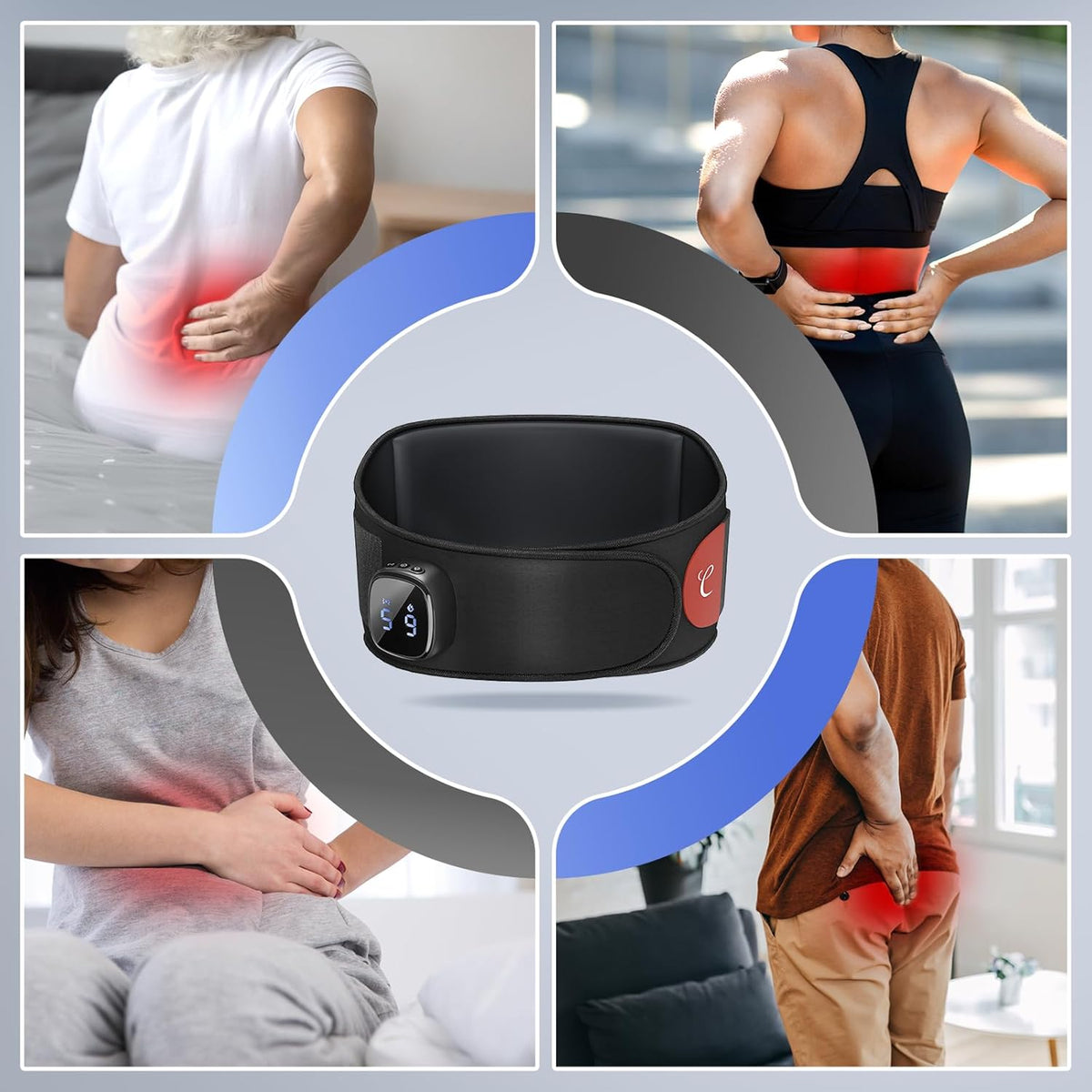 Comfytemp Heat Belt Back Massager with 15 Wh Battery with USB, 9 Heat Levels, 5 Vibration Modes Control at the Touch of a Button and App, 20 x 155 cm Wireless Heating Belt Automatic Shut-Off Back Warmer