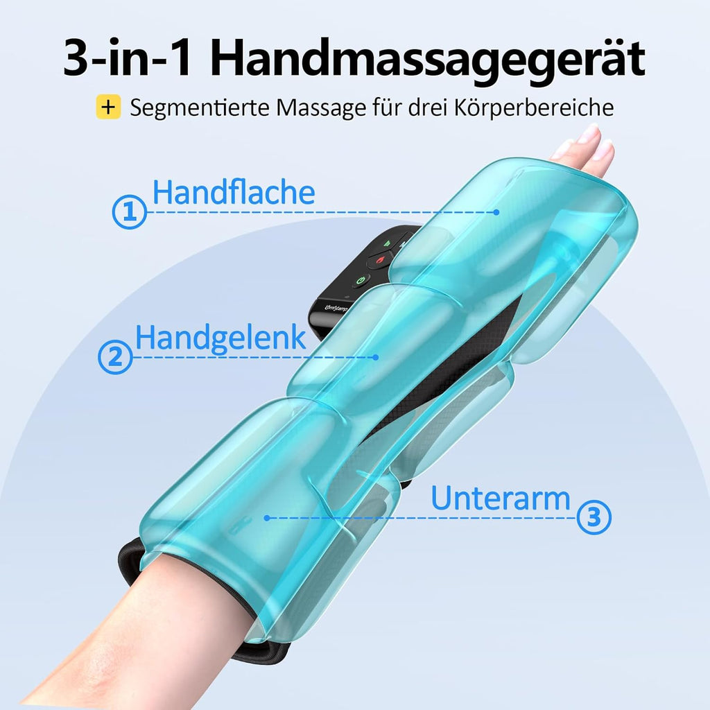 Comfytemp 3-in-1 Handheld Massager Wireless Air Compression Massage for Palm Wrist Forearm, Heating Massager with DIY Control at the Touch of a Button and App 2500 mAh Battery (Pack of 1)
