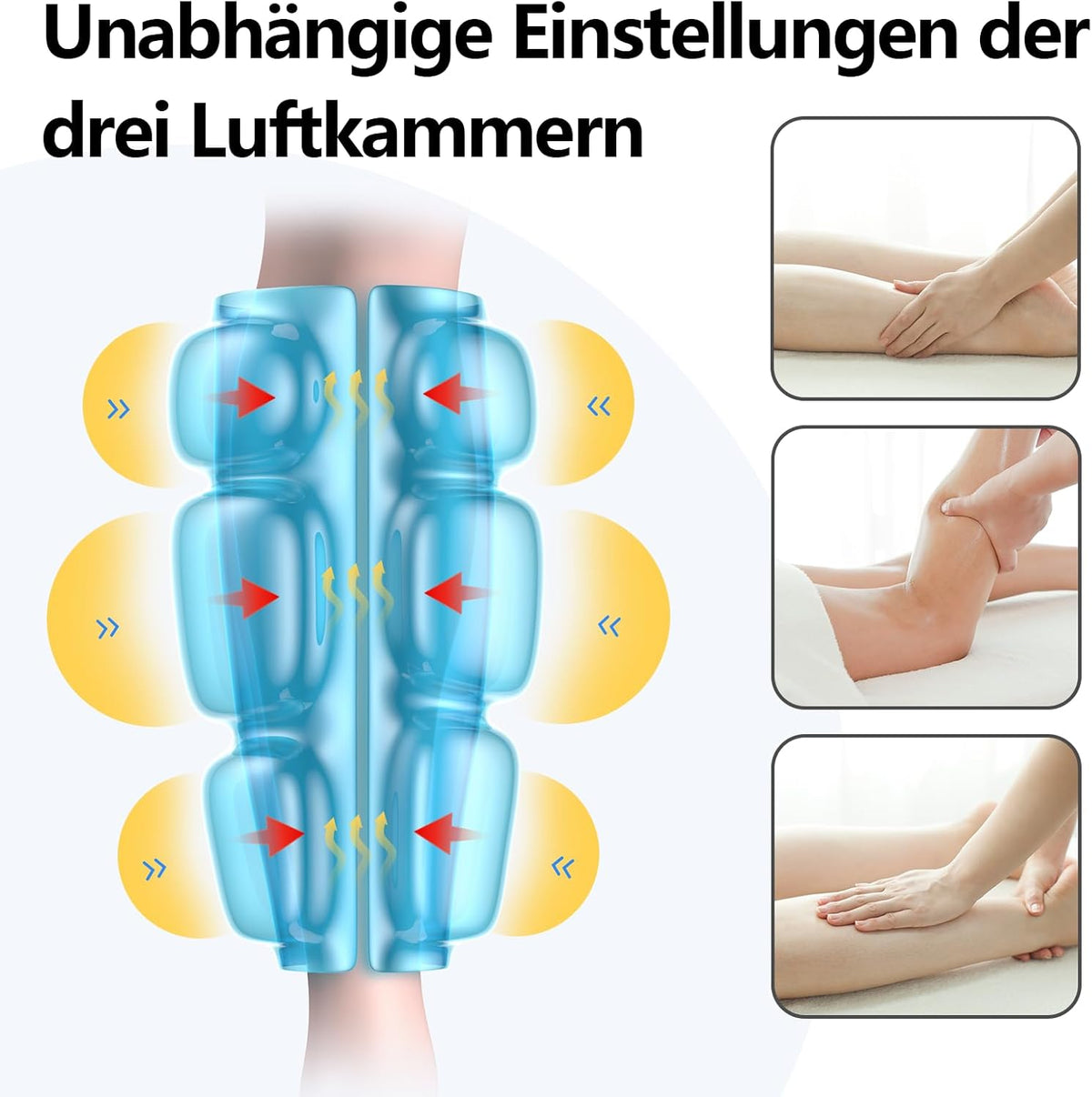 Comfytemp Wireless Leg Massager (2 Pieces) Air Compression Massage with Heating for Legs Calves Lower Leg 45 x 33 cm Massager with DIY, Control at the Touch of a Button and App 2500 mAh Battery