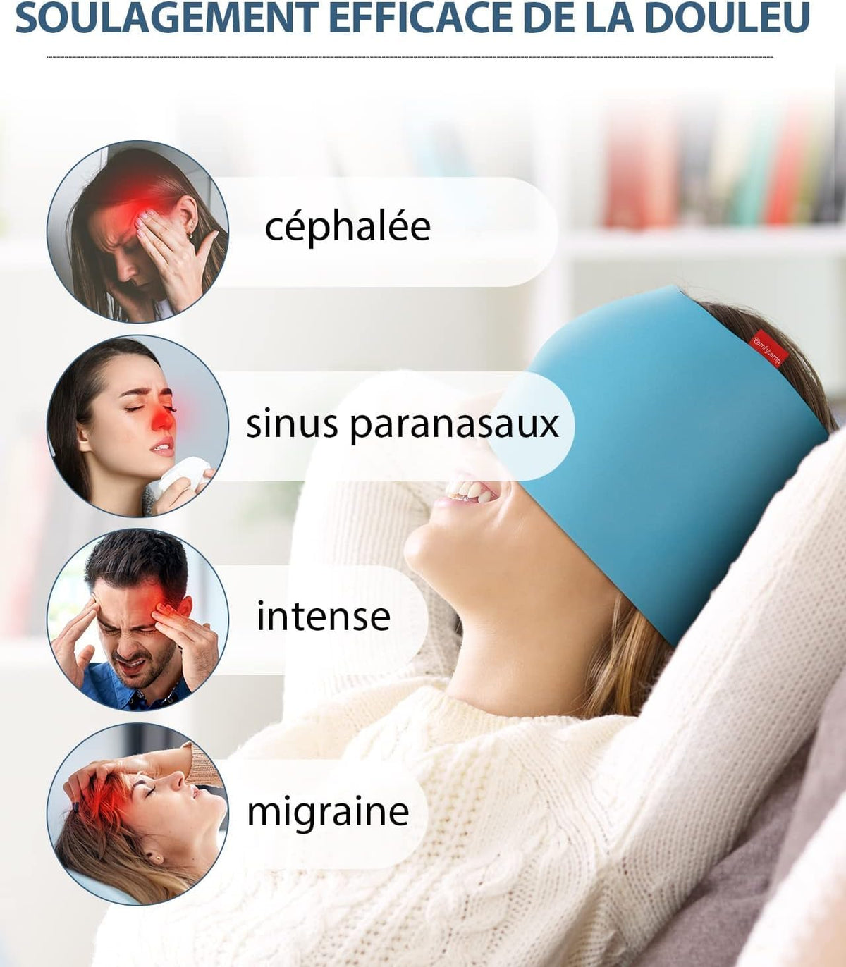 Comfytemp Migraine Relief Cap, Reusable, Mask Migraine and Headaches, Against Migraines, Relieves Headaches, Fever, Eyes, Swelling, Sinusitis