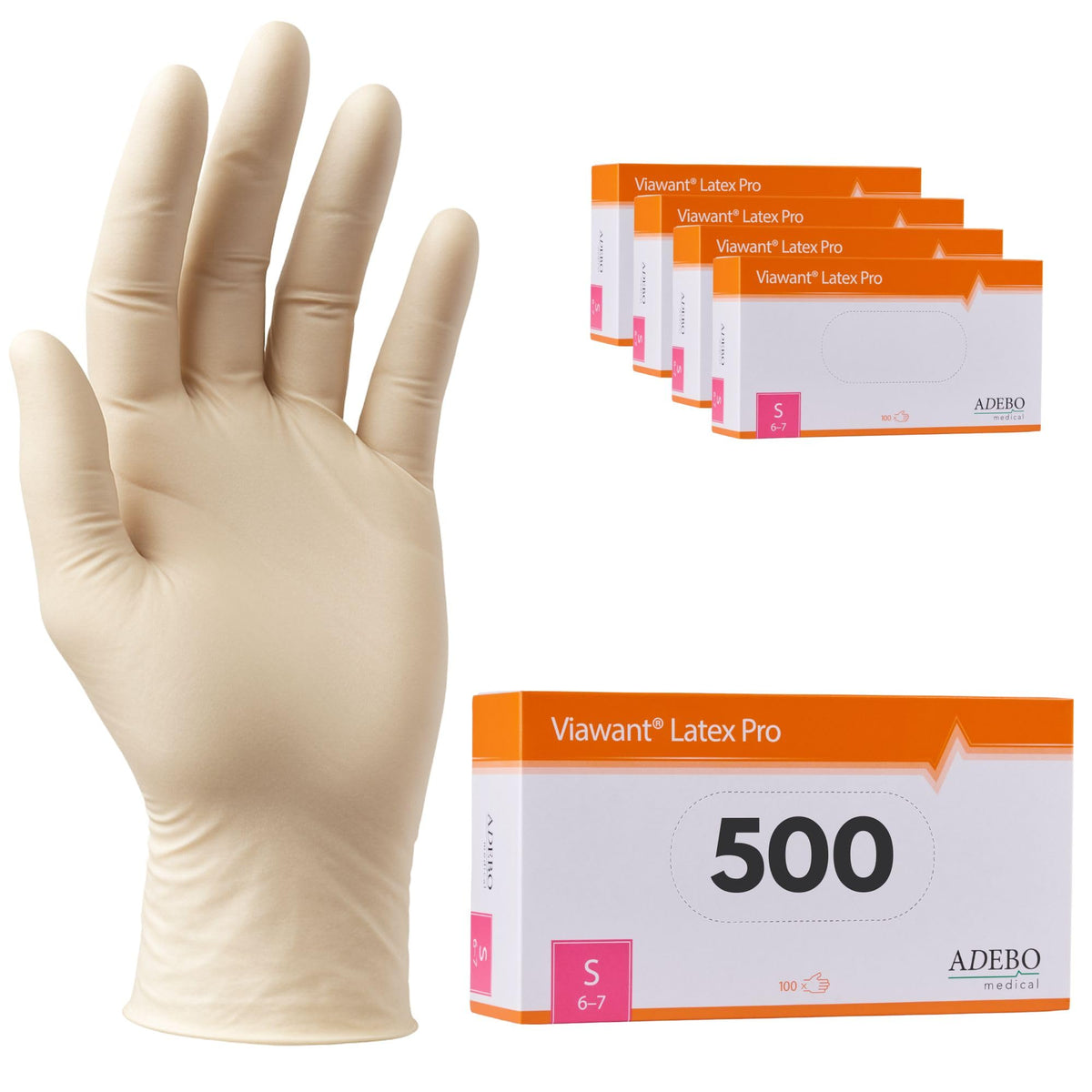 Latex Gloves Pack of 100 | L | Powder-Free Latex Gloves White | Textured, Tear-Resistant & Elastic | Disposable Examination Gloves for Care & Cosmetics | Size XS, S, M, L, XL