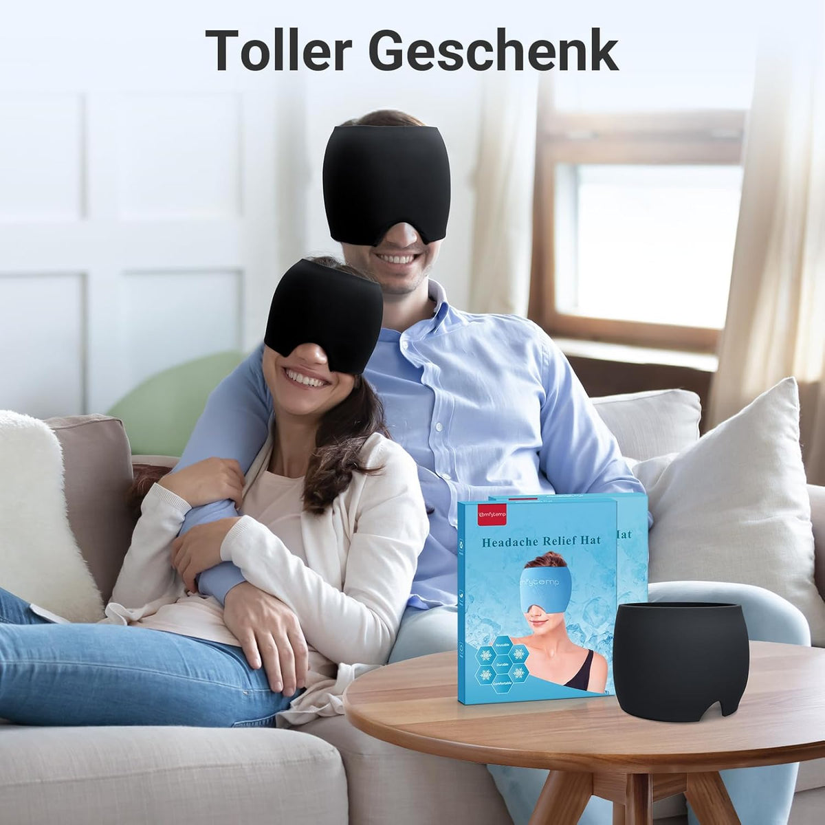 Comfytemp Migraine Mask, Gel Cooling Mask, 360° Surrounded Eye Mask, Sleeping Mask, Cold Heat Compress for Headaches and Dry Eyes, Fever, Cold Cooling Hat