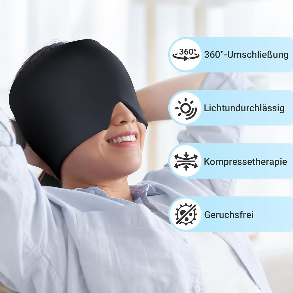 Comfytemp Migraine Mask, Gel Cooling Mask, 360° Surrounded Eye Mask, Sleeping Mask, Cold Heat Compress for Headaches and Dry Eyes, Fever, Cold Cooling Hat
