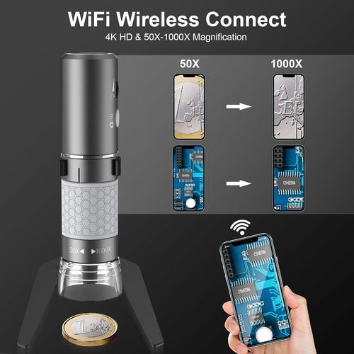 Aluminum Alloy Digital USB Wifi Microscope Mount Holder Universal Metal Frame with Carrying Case (4K)