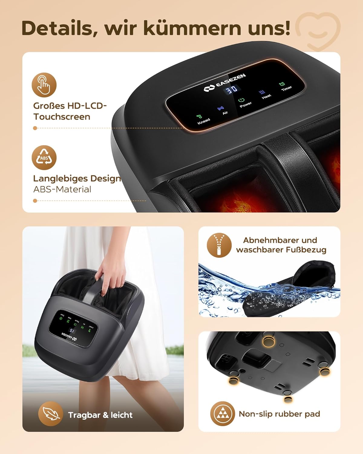 EaseZen Shiatsu Foot Massager, 2026 Upgrade Relaxation Foot Massager with Remote Control & LCD Display, Birthday Gift for Women/Mothers/Dads, Up to Shoe Size 48