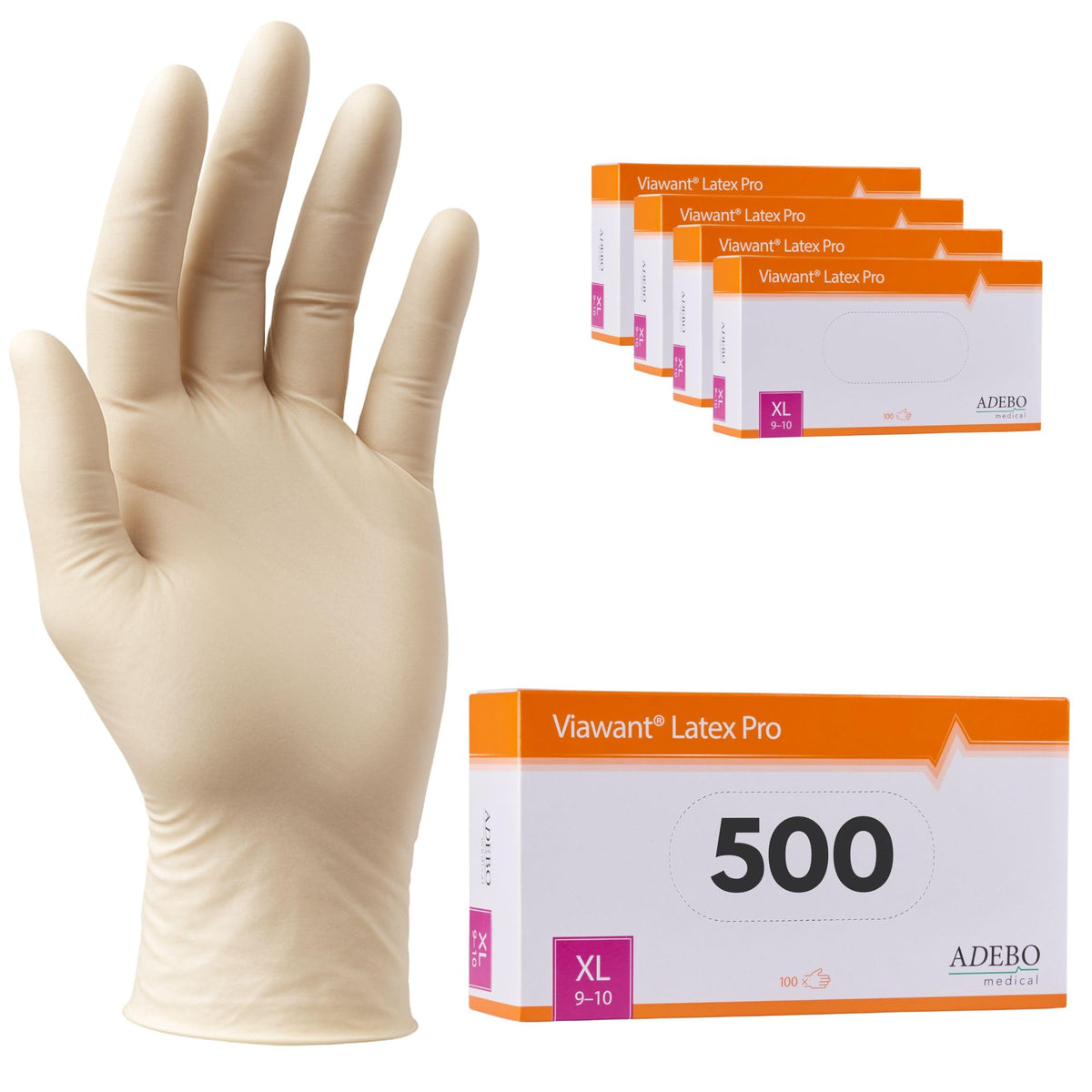 Latex Gloves Pack of 100 | L | Powder-Free Latex Gloves White | Textured, Tear-Resistant & Elastic | Disposable Examination Gloves for Care & Cosmetics | Size XS, S, M, L, XL