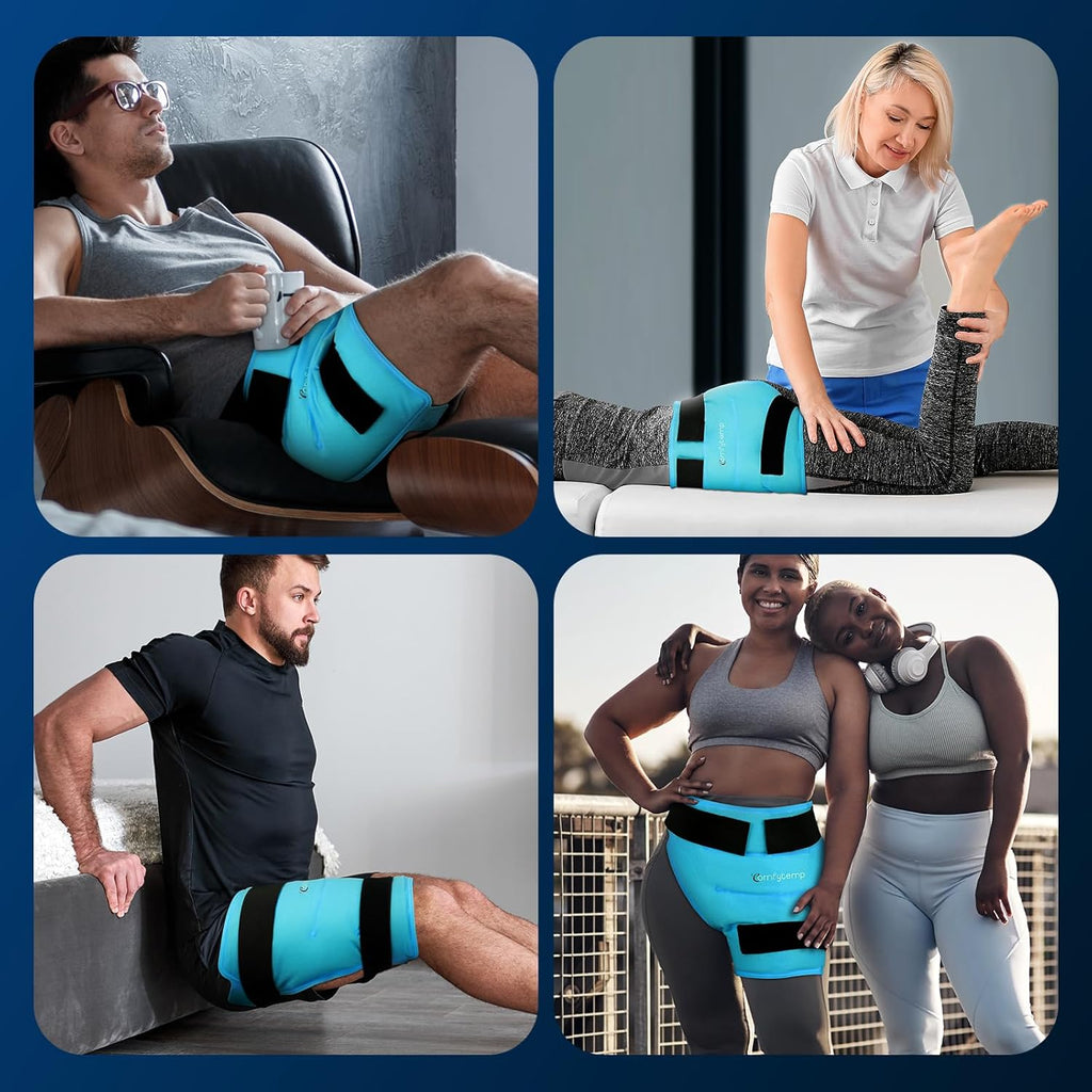 Comfytemp Large Cooling Pad Cooling Cuff for Hips, Groin, Buttocks, Thighs and Leg, 51 x 35 cm, Cool Pack Gel with Fasteners, Cooling Bandage, Cooling Pad, Reusable, Cold Warm Compress