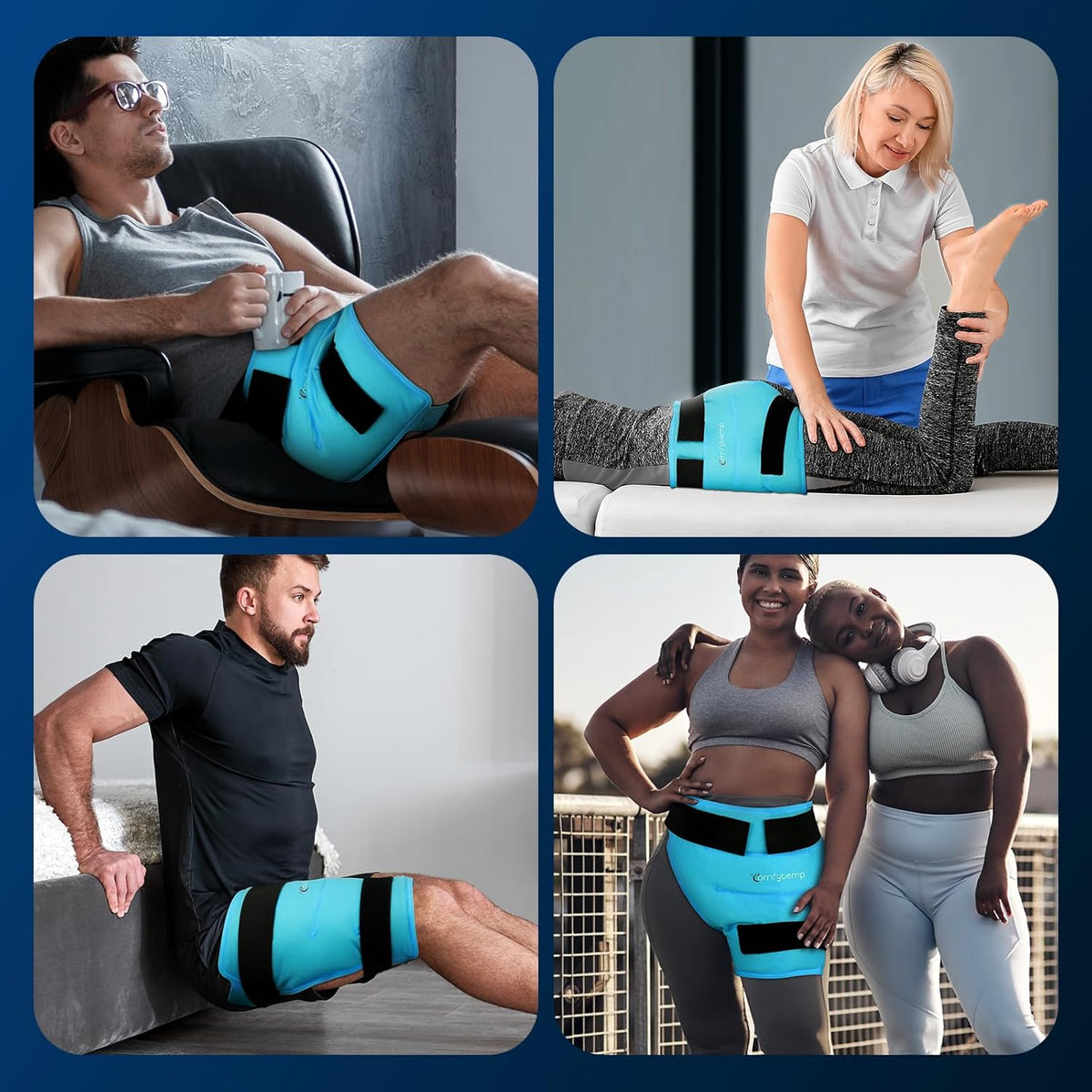 Comfytemp Large Cooling Pad Cooling Cuff for Hips, Groin, Buttocks, Thighs and Leg, 51 x 35 cm, Cool Pack Gel with Fasteners, Cooling Bandage, Cooling Pad, Reusable, Cold Warm Compress