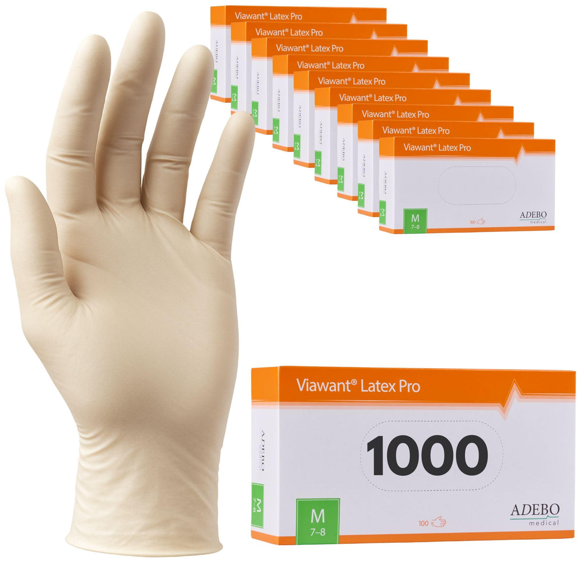 Latex Gloves Pack of 100 | L | Powder-Free Latex Gloves White | Textured, Tear-Resistant & Elastic | Disposable Examination Gloves for Care & Cosmetics | Size XS, S, M, L, XL