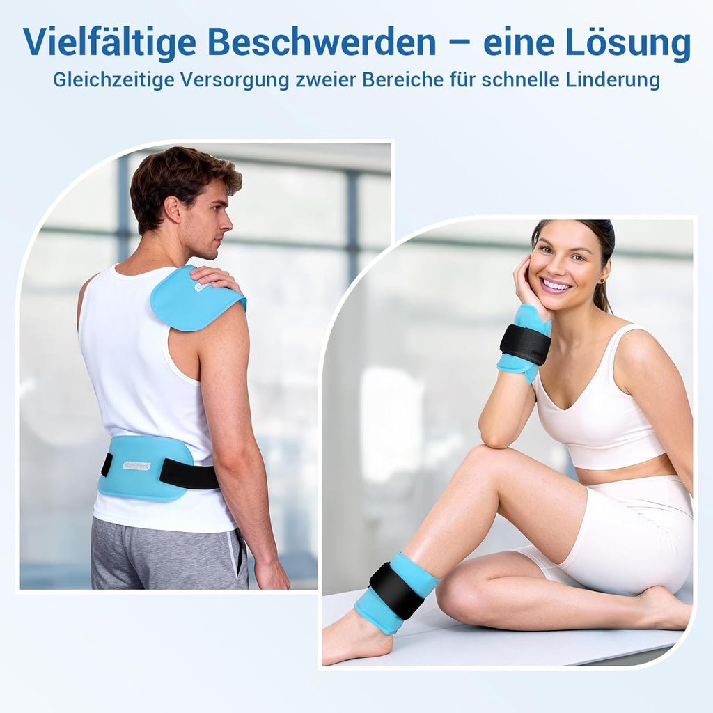 Comfytemp Kühlpads mit Klettband, 26 x 13 cm, 2 Stück, Wiederverwendbare Kühlpack Gel-Kühlkompressen, Kühlkissen Kühlbeutel Kalt Warm Kompresse Kühlmanschette für Augen, Nacken, Knie, Füße, Handgelenk