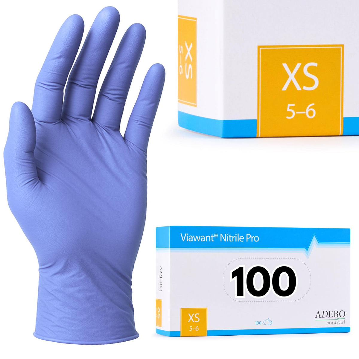Disposable Gloves, XXL, Nitrile Gloves, Blue, Powder-Free, Latex-Free, Tear-Resistant & Sensitive EN 455 & EN 374, Size XS, S, M, L, XL, XXL Pack of 100