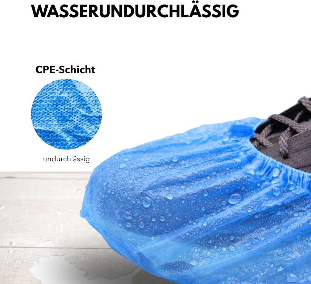 ADEBO Waterproof Shoe Covers, Pack of 100, CPE Overshoes 3 g, Non-Slip, Tear-Resistant, Universal Fit, Disposable, for Household and Commercial Use
