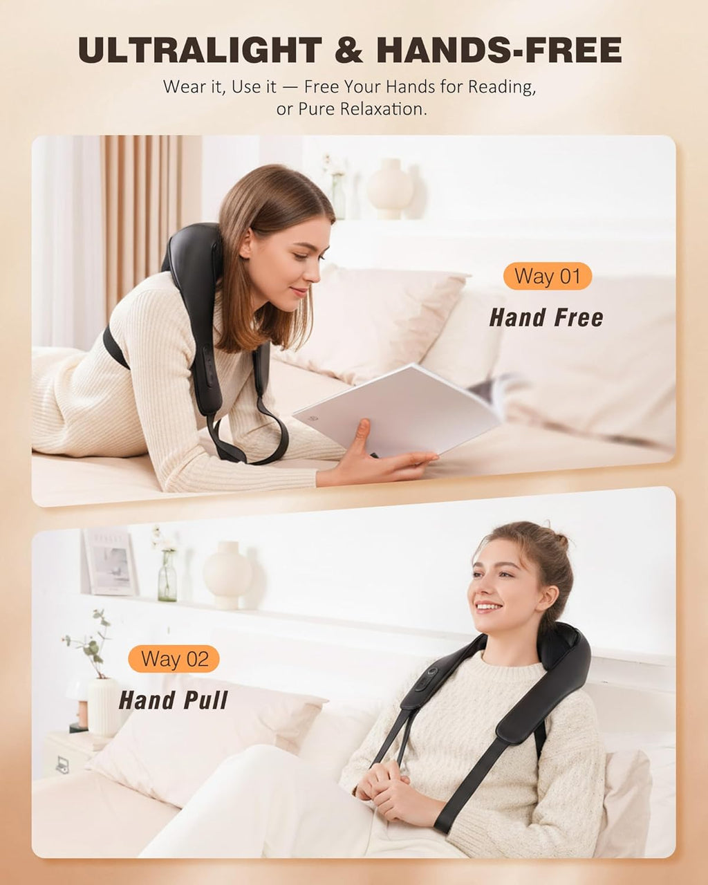 Neck and Shoulder Massager with Heat Wireless Enhanced Graphene Heating 4D Shiatsu Deep Kneading Massage for Pain Relief on Shoulder, Back and Legs, Jet Black