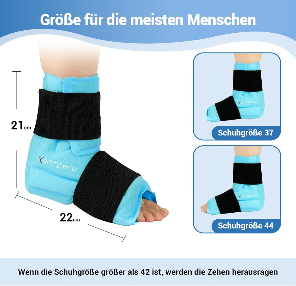 Comfytemp Fully Wrapping Cooling Cuff Foot (Pack of 2), Cooling Bandage Ankle for Waterless Ice Bath After Sports, Reusable Large Cooling Pads Gel for Plantar Fasciitis (21 x 22 cm, 900 g)