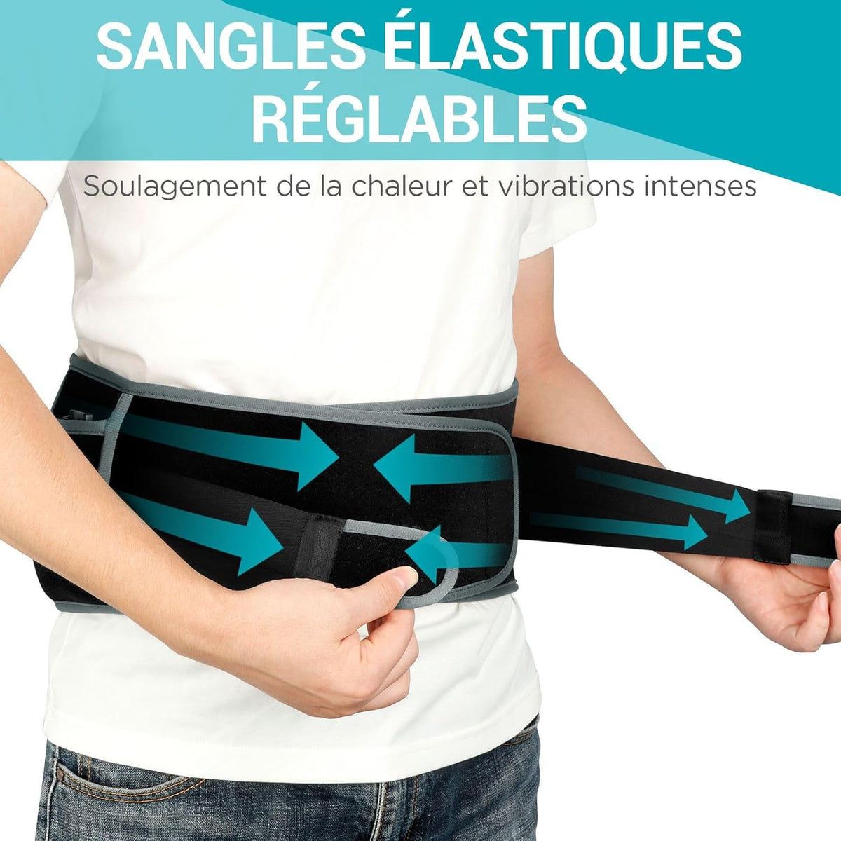 Comfytemp Heat Belt Vibration Massage for Back with 25 Wh Battery, 155 x 20 cm Wireless Heating Belt with Adjustable Tension Band, Massager Heating Pad with Automatic Shut-Off Back Warmer