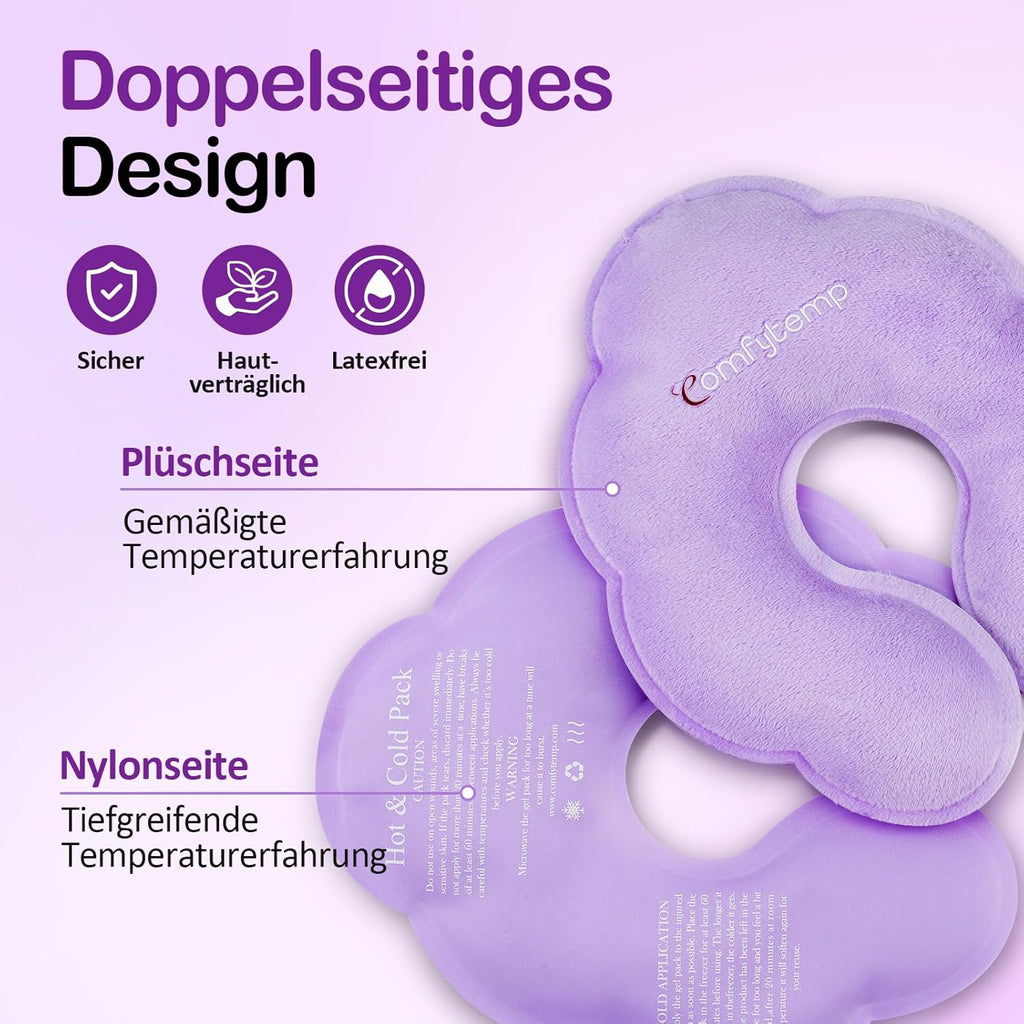 Comfytemp Large Cooling Pads Breast Cold Warm Compress 21 x 18 cm (2 Pieces) Dual Fabric Design Cooling Pack Gel Reusable Cooling Pad for Breast Pain Full Health Breast Pump Breastfeeding