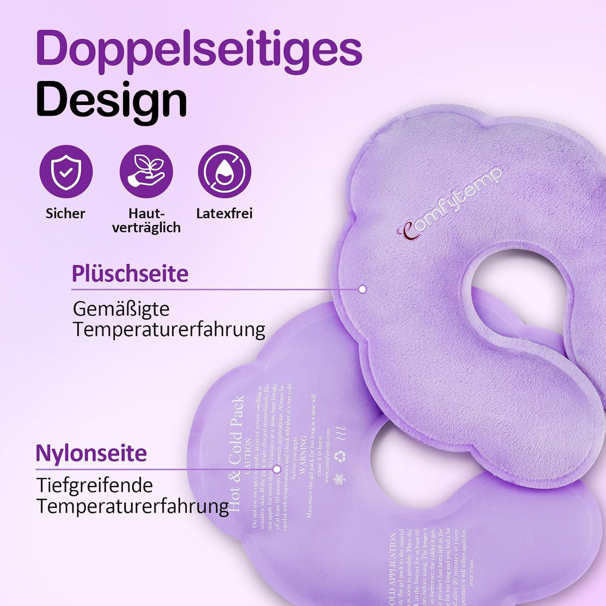 Comfytemp Large Cooling Pads Breast Cold Warm Compress 21 x 18 cm (2 Pieces) Dual Fabric Design Cooling Pack Gel Reusable Cooling Pad for Breast Pain Full Health Breast Pump Breastfeeding