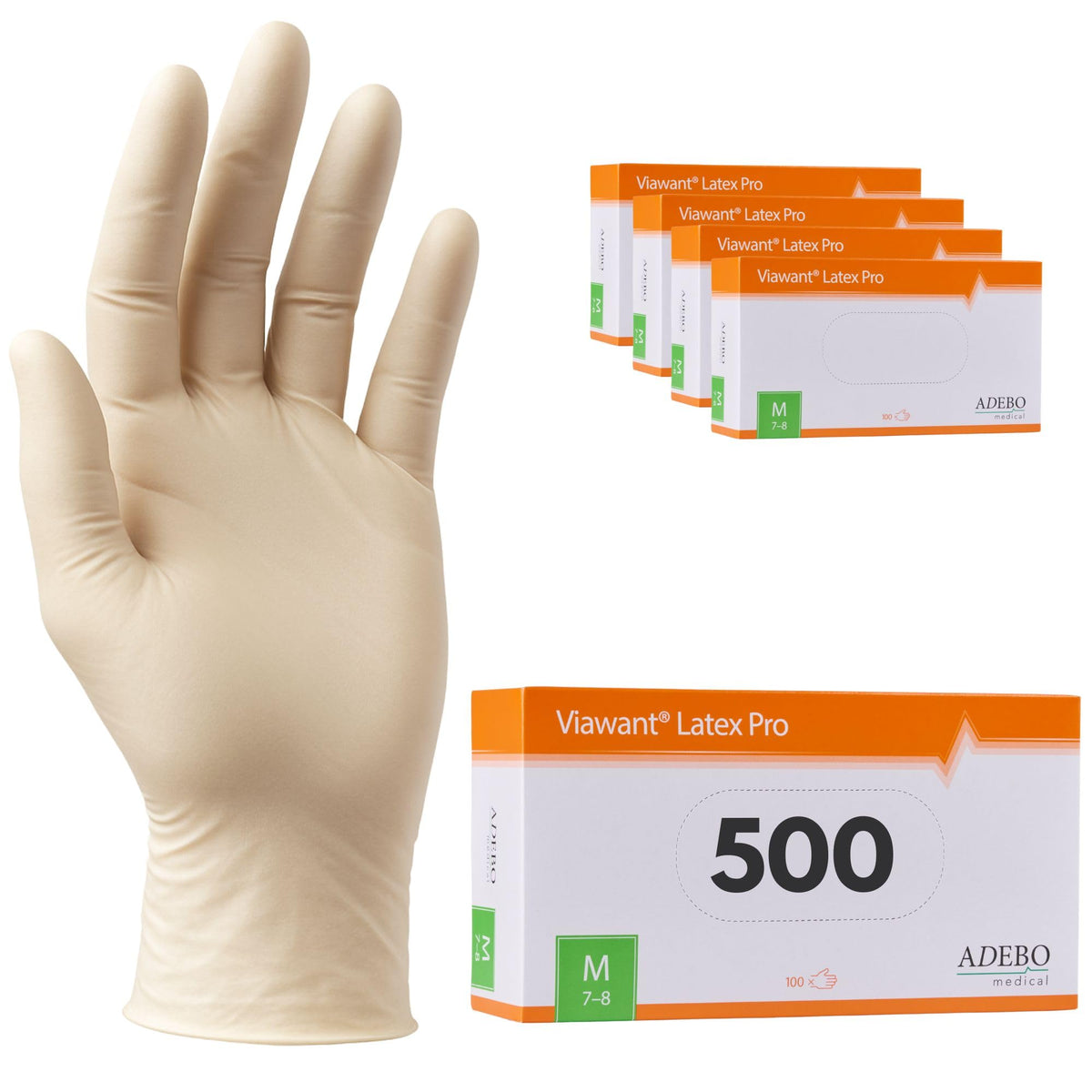 Latex Gloves Pack of 100 | L | Powder-Free Latex Gloves White | Textured, Tear-Resistant & Elastic | Disposable Examination Gloves for Care & Cosmetics | Size XS, S, M, L, XL