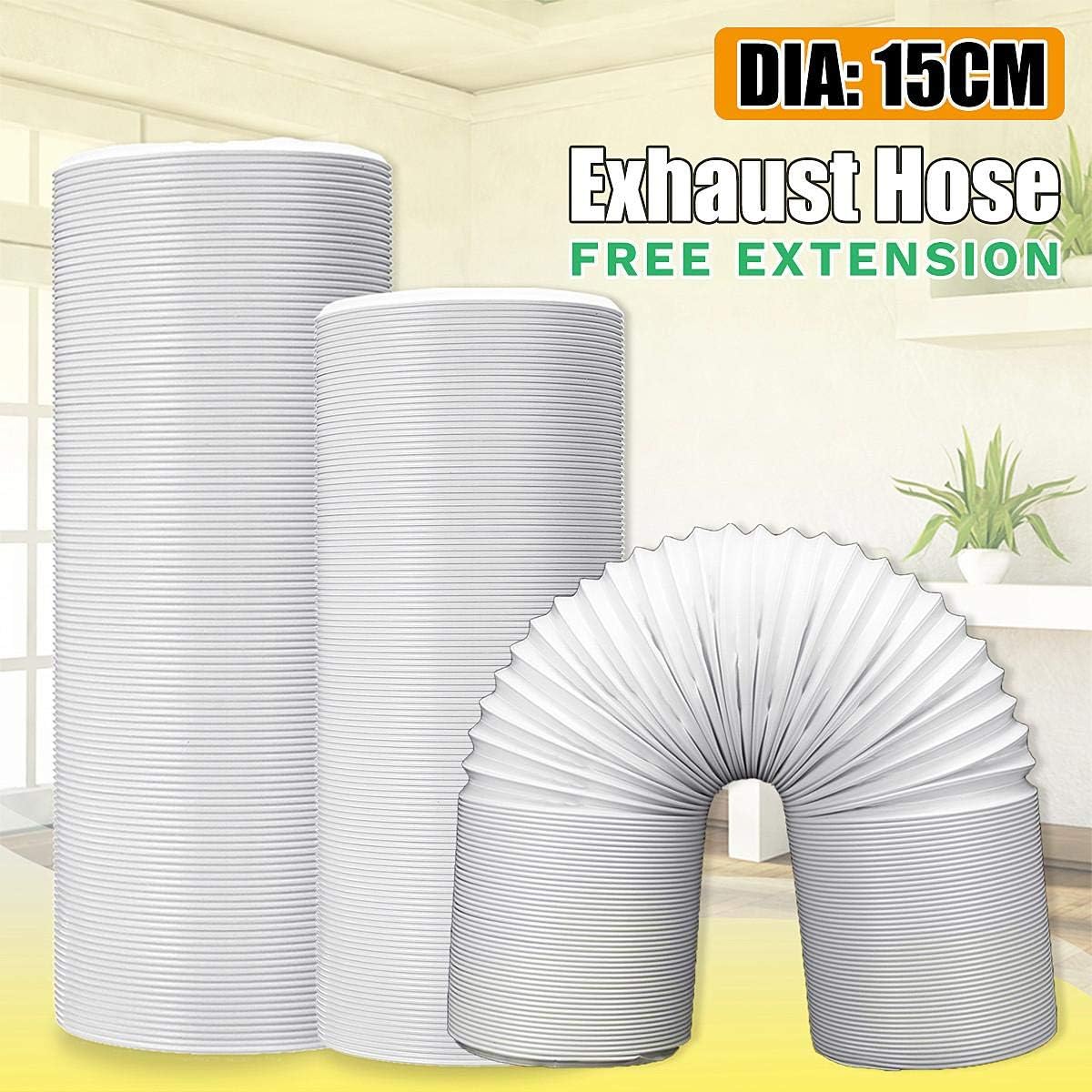 Portable Air Conditioning Hose, Flexible with 150 mm Diameter 200 cm Length, AC Exhaust Hose, Parts of the Air Conditioner with Counterclockwise Thread, Compatible with LG, Delonghi