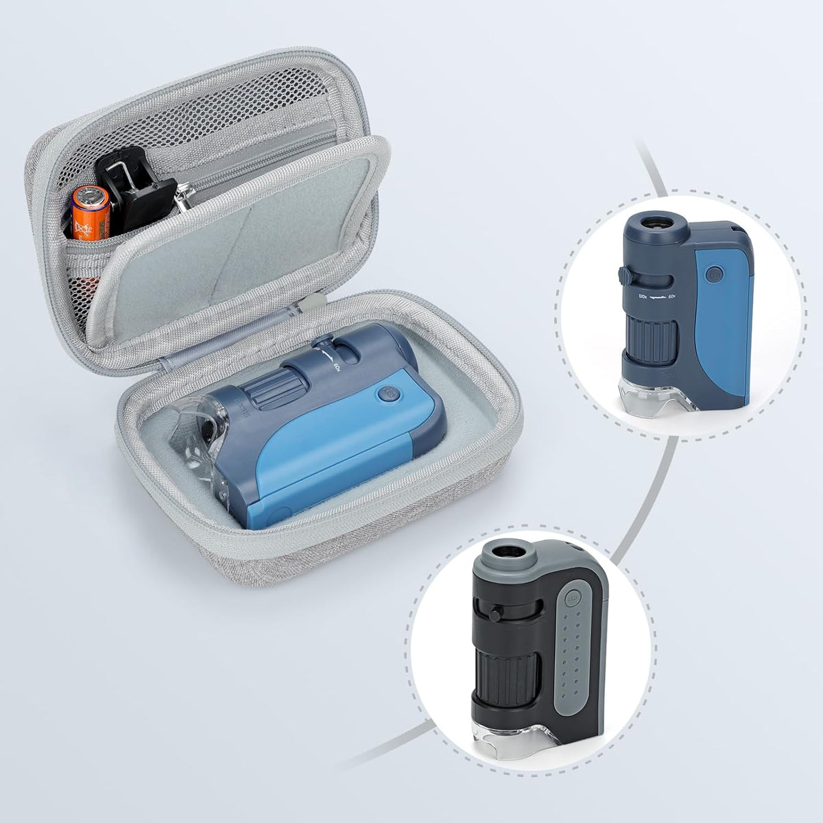 Hard Travel Case for Carson MicroBrite Plus 60x-120x LED Illuminated Pocket Microscope (MM-300), Portable Carrying Case, Compatible with Bebang Pocket Microscope and LAKWAR