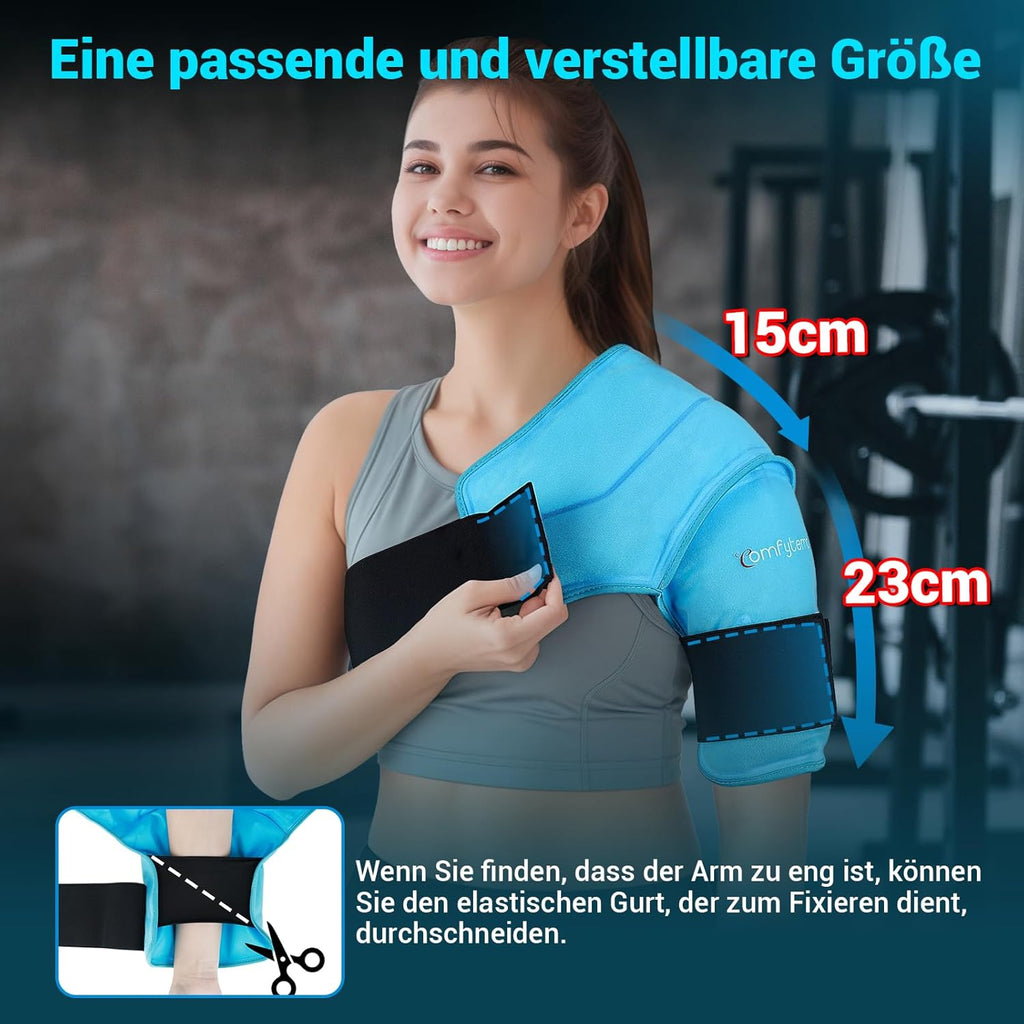Comfytemp 3D Cooling Cuff for Shoulder and Upper Arm with Fasteners, Large Gel Cooling Pad, Cooling Bandage, Cold Warm Compress for Frozen Shoulder and Recovery After Surgery (15 x 23 cm, 900 g)