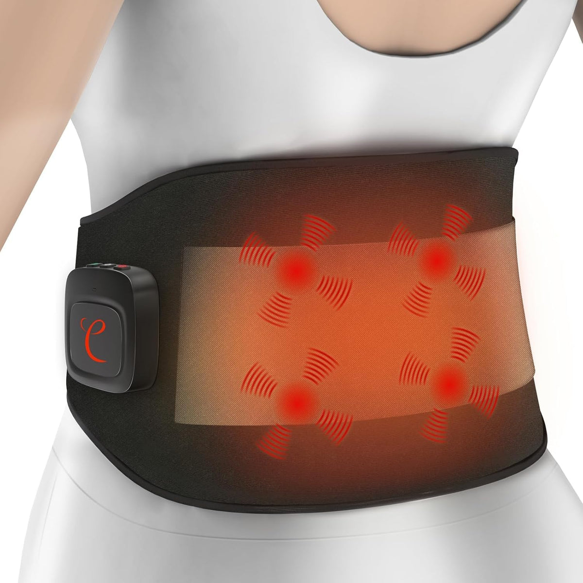 Comfytemp Heat Belt Back Massager with 15 Wh Battery with USB, 9 Heat Levels, 5 Vibration Modes Control at the Touch of a Button and App, 20 x 155 cm Wireless Heating Belt Automatic Shut-Off Back Warmer