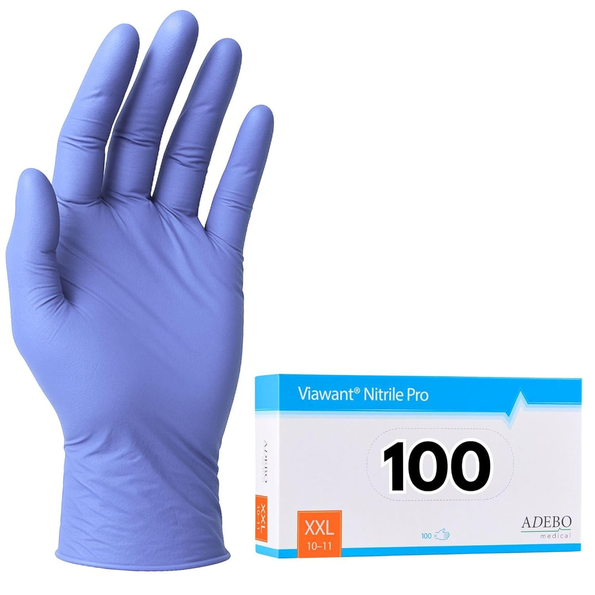 Disposable Gloves, XXL, Nitrile Gloves, Blue, Powder-Free, Latex-Free, Tear-Resistant & Sensitive EN 455 & EN 374, Size XS, S, M, L, XL, XXL Pack of 100