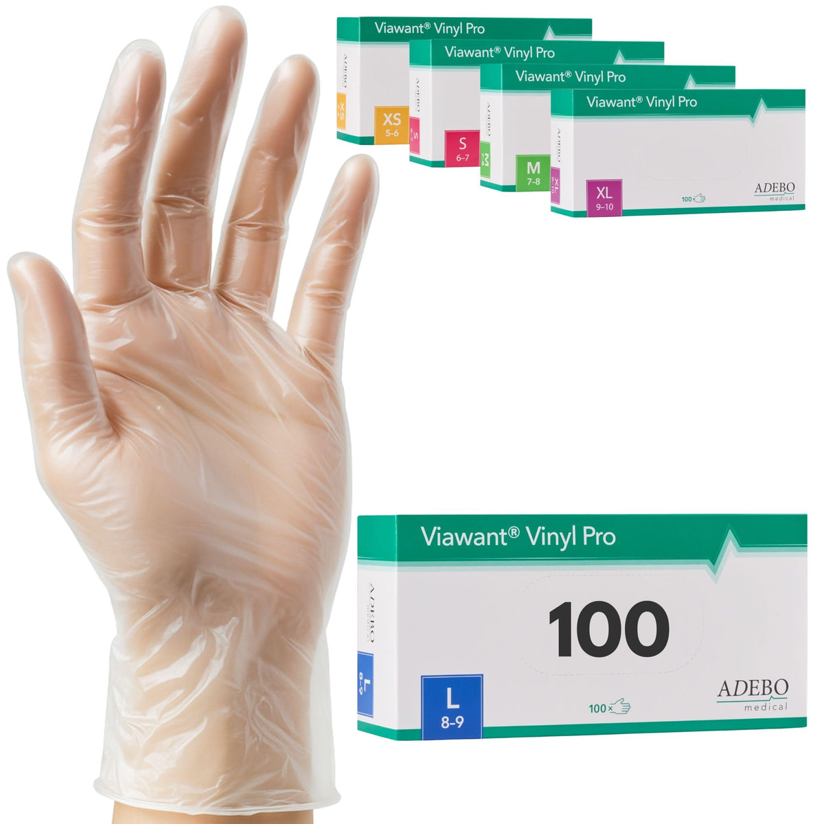Vinyl Gloves Pack of 100 | M | Disposable Gloves Vinyl Gloves Very Touch Sensitive - Sturdy, Powder-Free & Latex Free - Tear-Resistant Rubber Gloves | Size XS, S, M, L, XL