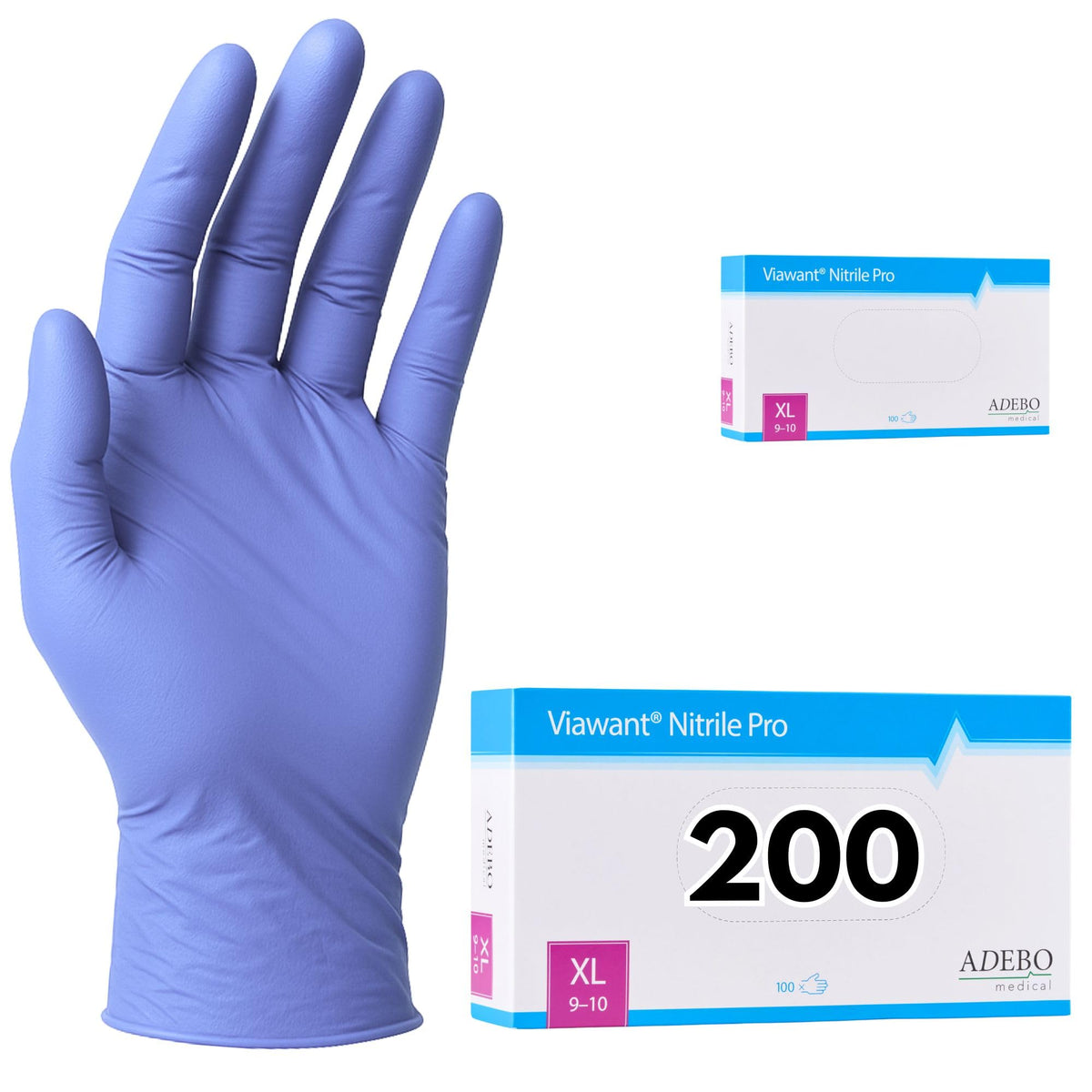 Disposable Gloves, XXL, Nitrile Gloves, Blue, Powder-Free, Latex-Free, Tear-Resistant & Sensitive EN 455 & EN 374, Size XS, S, M, L, XL, XXL Pack of 100