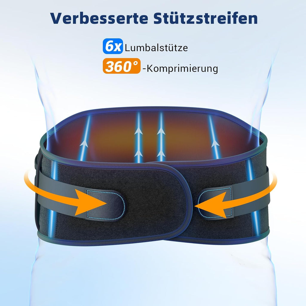 Comfytemp Heat Belt Back Support Belt with 25 Wh Battery, 155 x 22 cm Wireless Heating Belt with Back Support for Back, Heating Pad with Automatic Shut-Off Back Warmer with USB Gifts for Mums, Mum, Dad