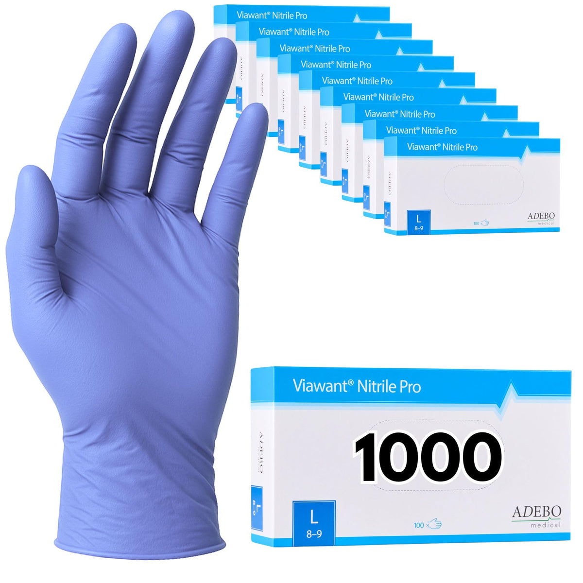 Disposable Gloves, XXL, Nitrile Gloves, Blue, Powder-Free, Latex-Free, Tear-Resistant & Sensitive EN 455 & EN 374, Size XS, S, M, L, XL, XXL Pack of 100
