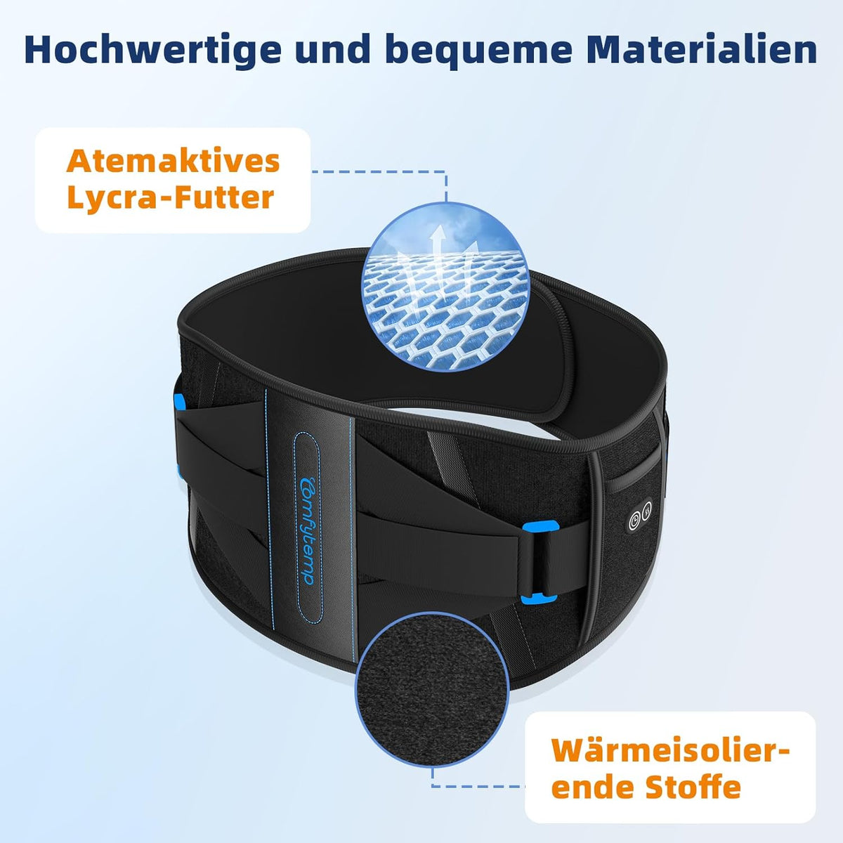 Comfytemp Heat Belt Back Support Belt with 25 Wh Battery, 155 x 22 cm Wireless Heating Belt with Back Support for Back, Heating Pad with Automatic Shut-Off Back Warmer with USB Gifts for Mums, Mum, Dad