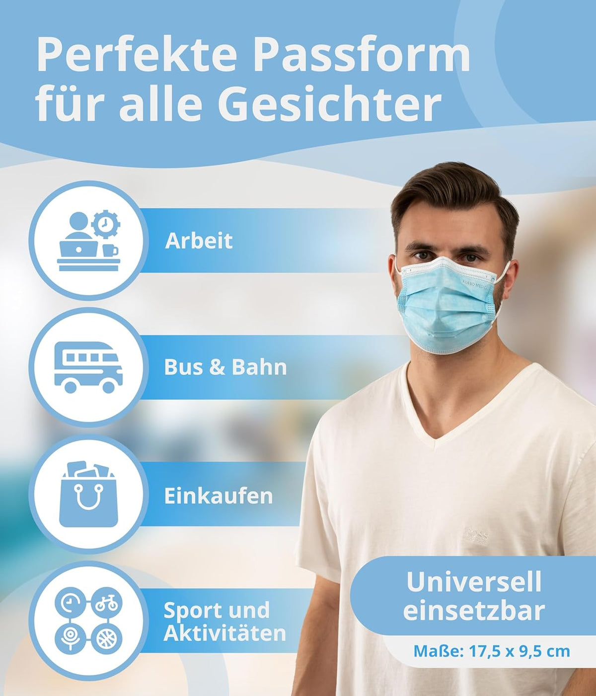 Surgical Masks Type IIR - Pack of 50 | Medical 3-Layer Disposable Masks | EN 14683 & CE Certified | BFE ≥98% | Blue | Latex Free & Hypoallergenic, Breathable