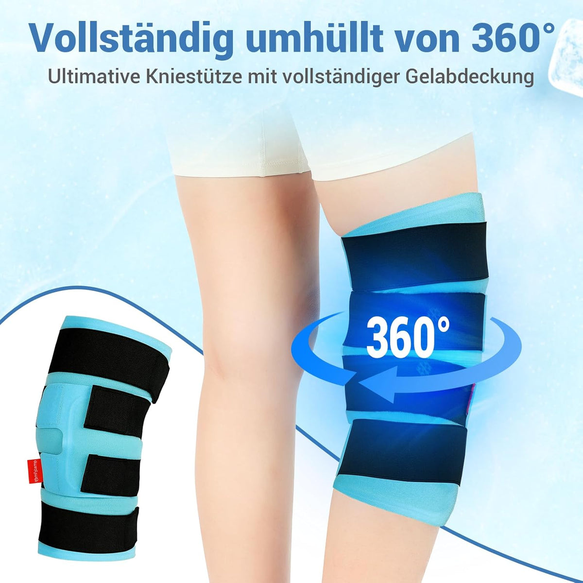 Comfytemp XXL - Large Cooling Cuff Knee Calf Leg with 4 Fasteners, 30 x 60 cm Fully Wrapping Cooling Bandage Cooling Pad Gel for Knee Pain, Cold Warm Compress Cool Pack XXL