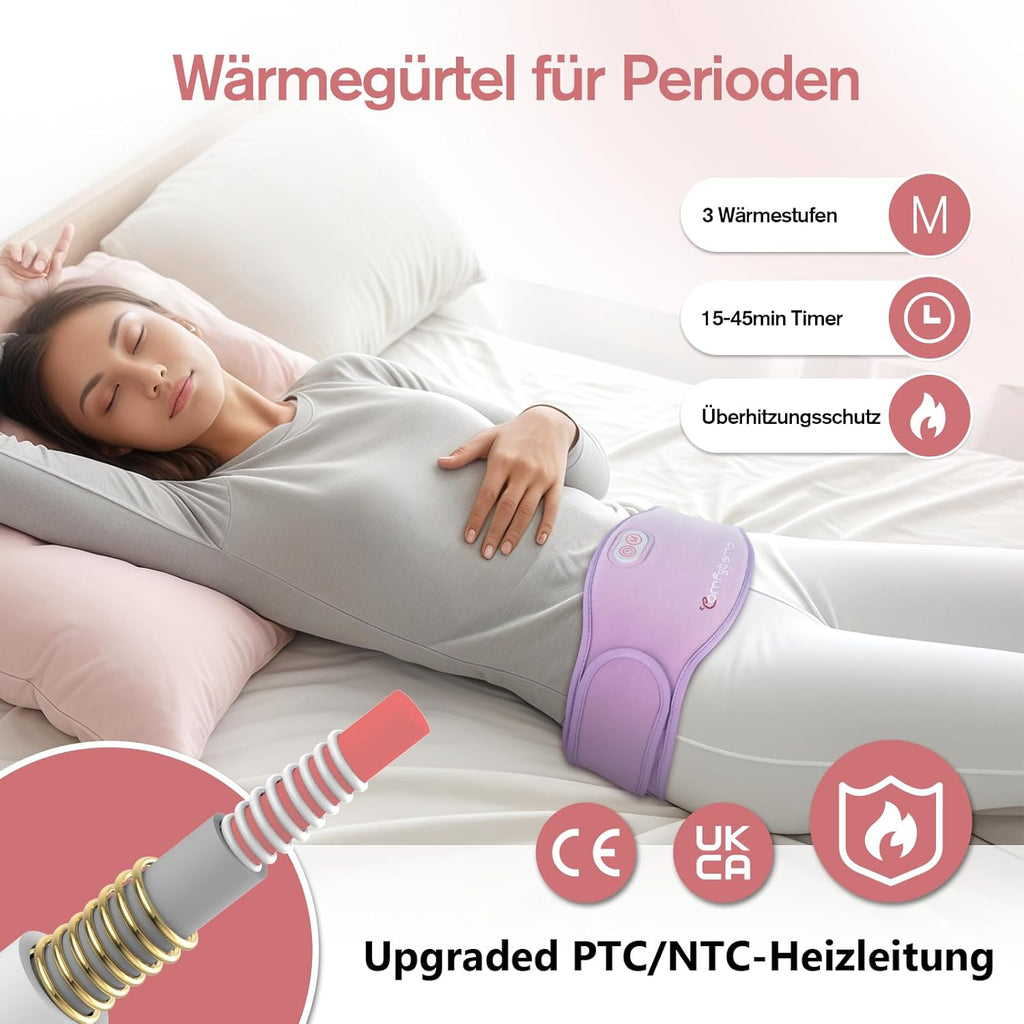 Comfytemp Large Heat Belt Period with 5000 mAh Battery for Periods Abdominal and Back 16 x 150 cm Wireless Heating Belt Menstruation Abdominal Warmer Back Warmer with USB Gifts for Mothers, Women, Mum