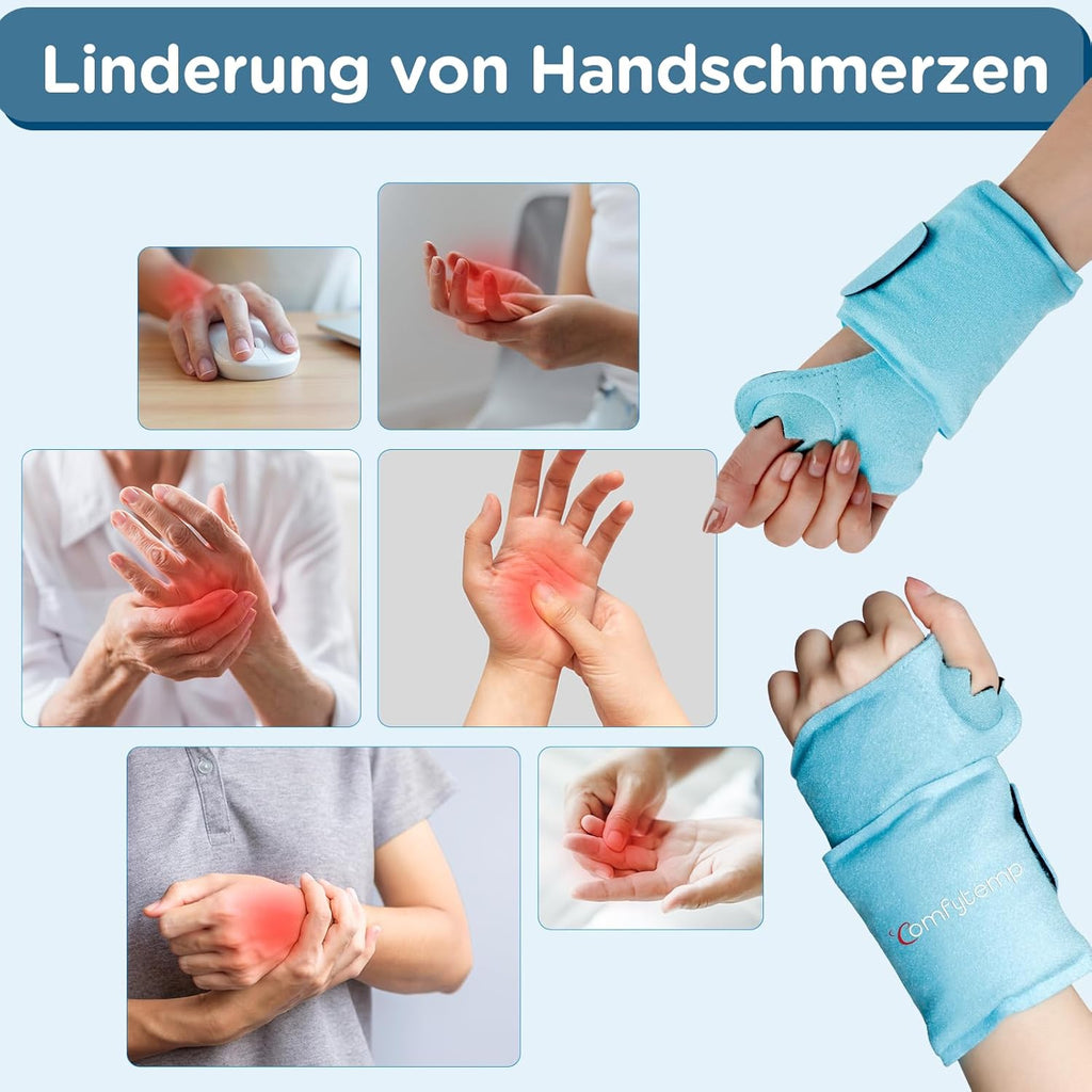 Comfytemp Cooling Cuff Wrist with Fastener (2 Pieces) Cooling Bandage, Gel Cooling Pads for Carpal Tunnel Pain, Arthritis and Tendonitis, Cold Warm Compress Cool Pack
