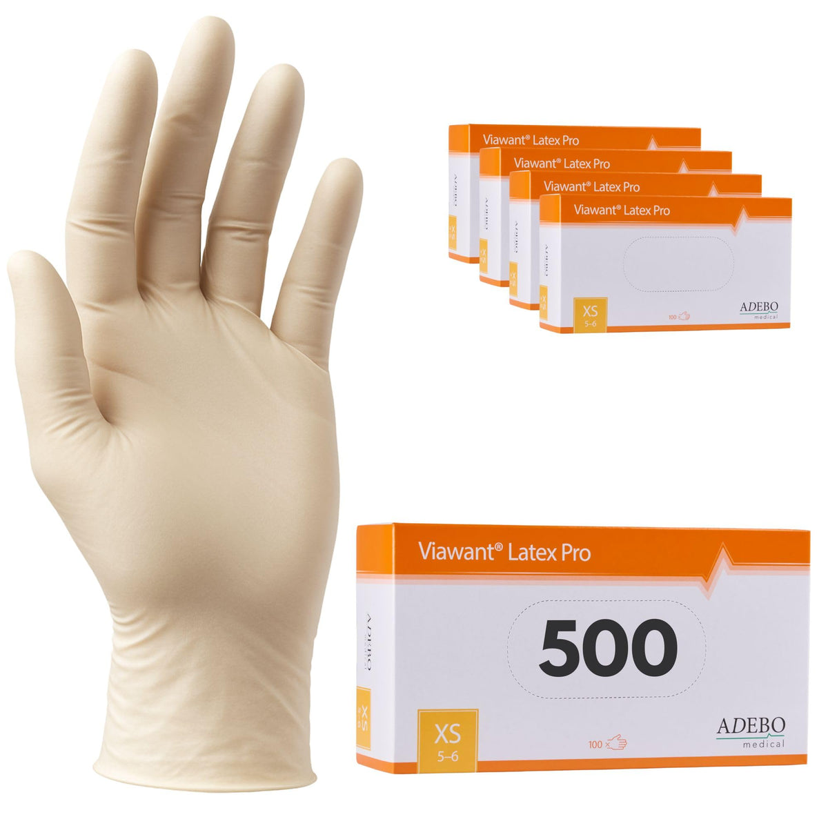 Latex Gloves Pack of 100 | L | Powder-Free Latex Gloves White | Textured, Tear-Resistant & Elastic | Disposable Examination Gloves for Care & Cosmetics | Size XS, S, M, L, XL