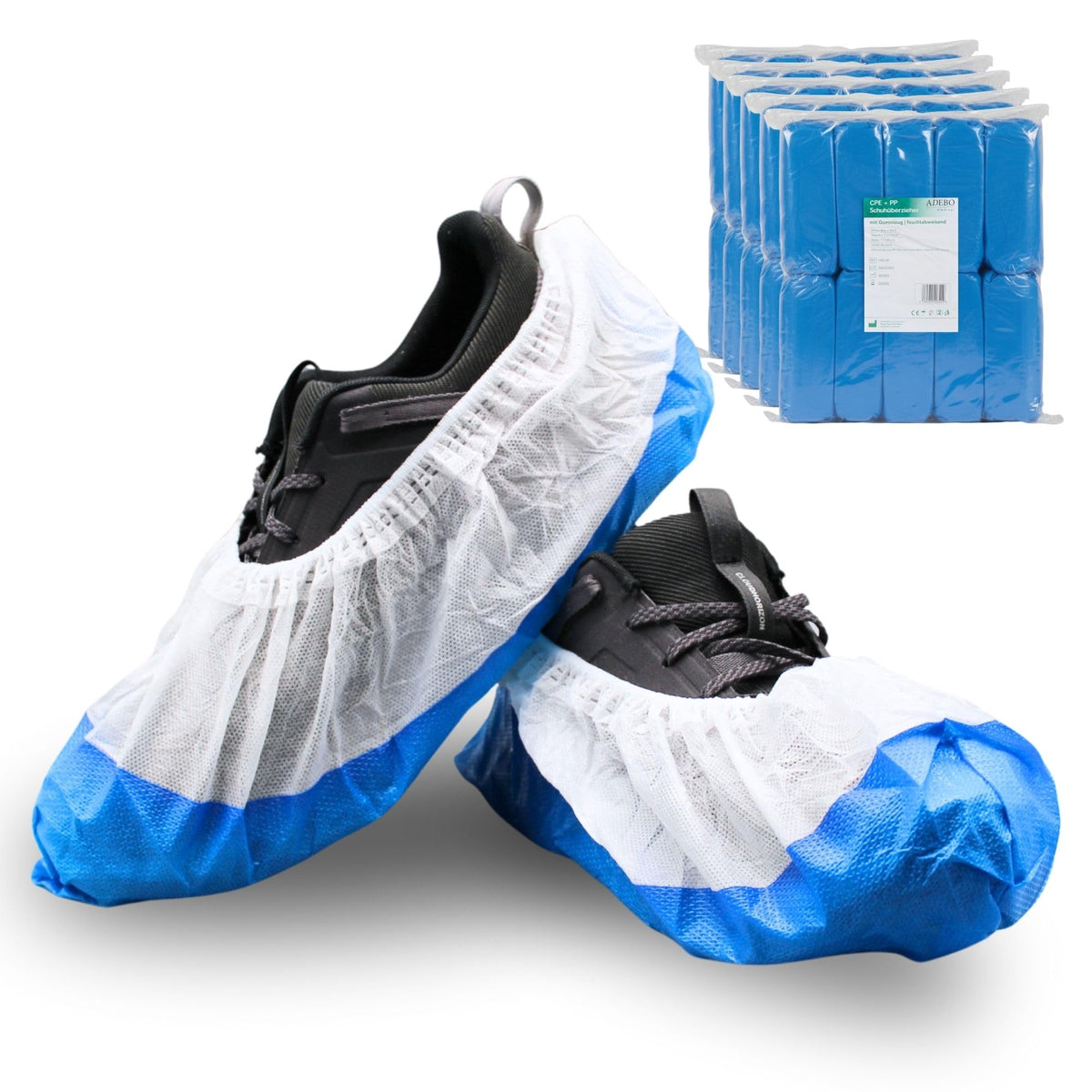 ADEBO Waterproof Shoe Covers, Pack of 100, CPE Overshoes 3 g, Non-Slip, Tear-Resistant, Universal Fit, Disposable, for Household and Commercial Use