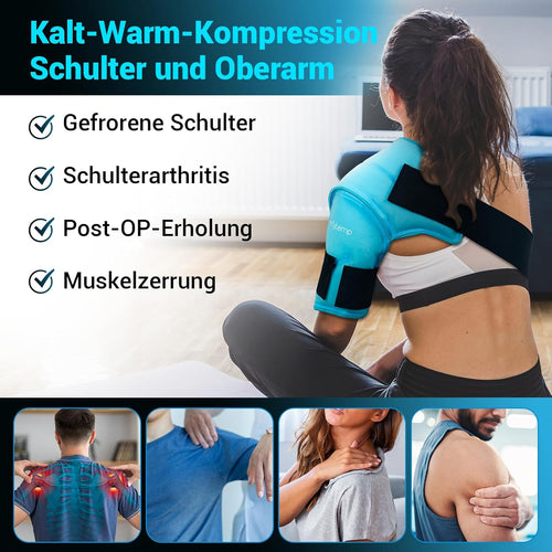 Comfytemp 3D Cooling Cuff for Shoulder and Upper Arm with Fasteners, Large Gel Cooling Pad, Cooling Bandage, Cold Warm Compress for Frozen Shoulder and Recovery After Surgery (15 x 23 cm, 900 g)